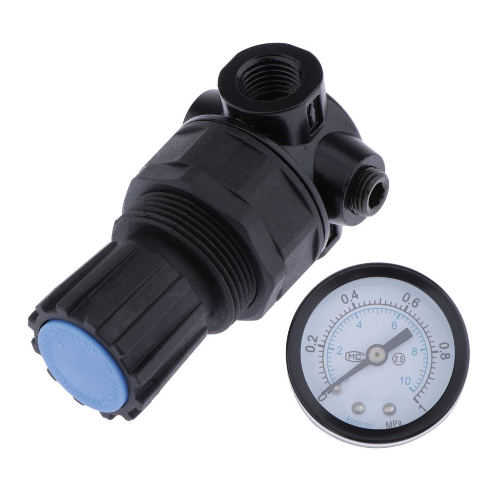 NR200 Plastic Air Pressure Compressor Relief Valve with Pressure Gauge 1/4