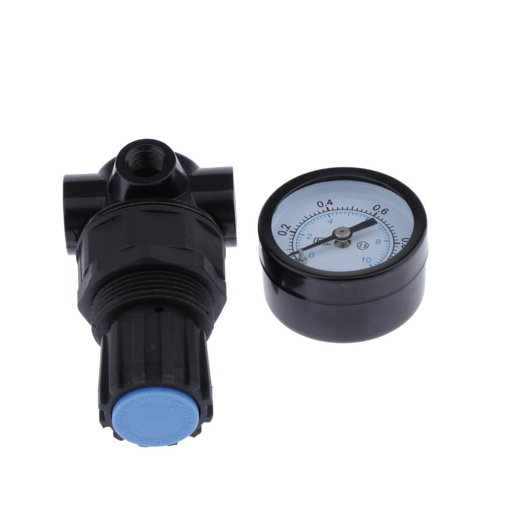 NR200 Plastic Air Pressure Compressor Relief Valve with Pressure Gauge 1/4