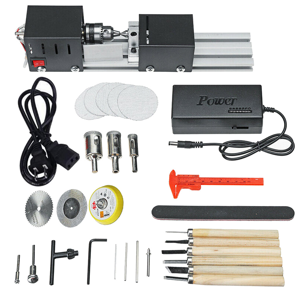 Mini Lathe Beads Machine Wood Working DIY Rotary Tool for Grinding US Black