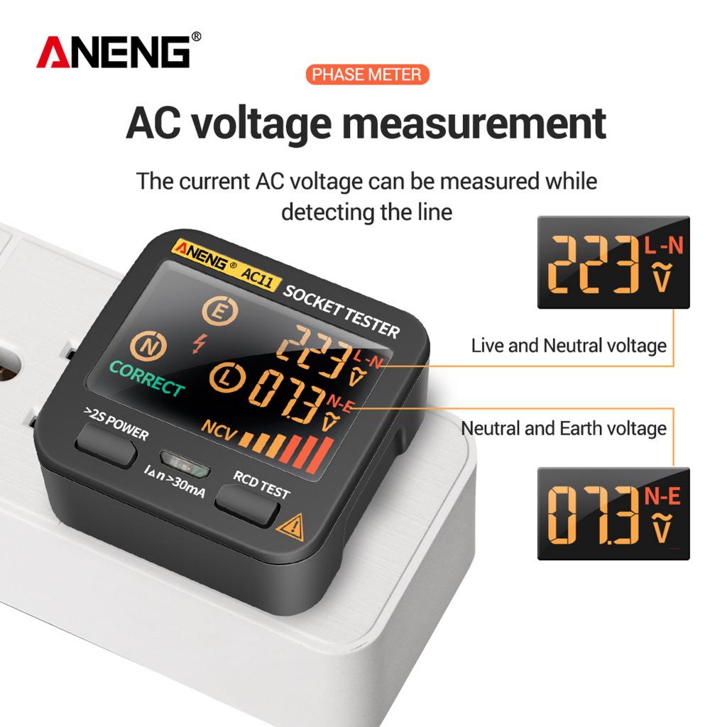 Socket Tester Circuit Polarity Voltage Detector EU Plug Breaker Outlet Test