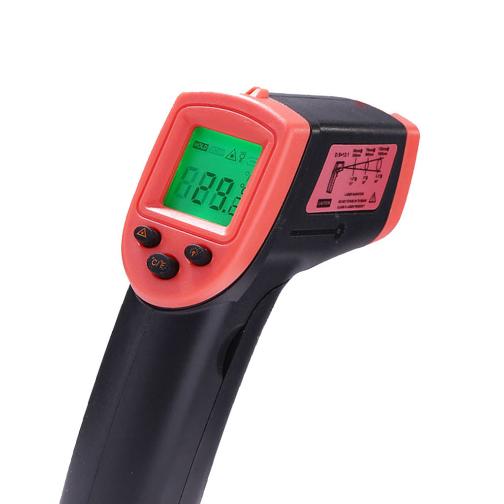 Handheld Laser Infrared Thermometer Backlit Red