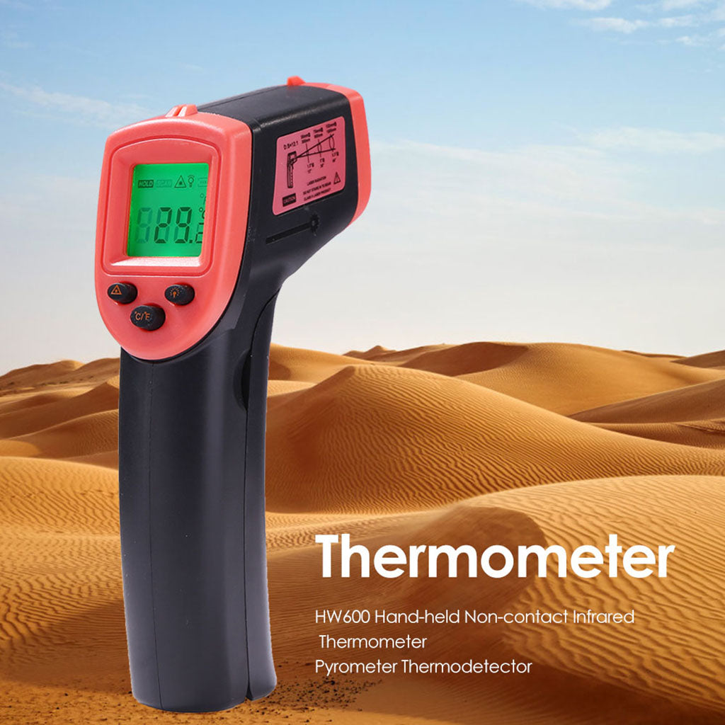 Handheld Laser Infrared Thermometer Backlit Red