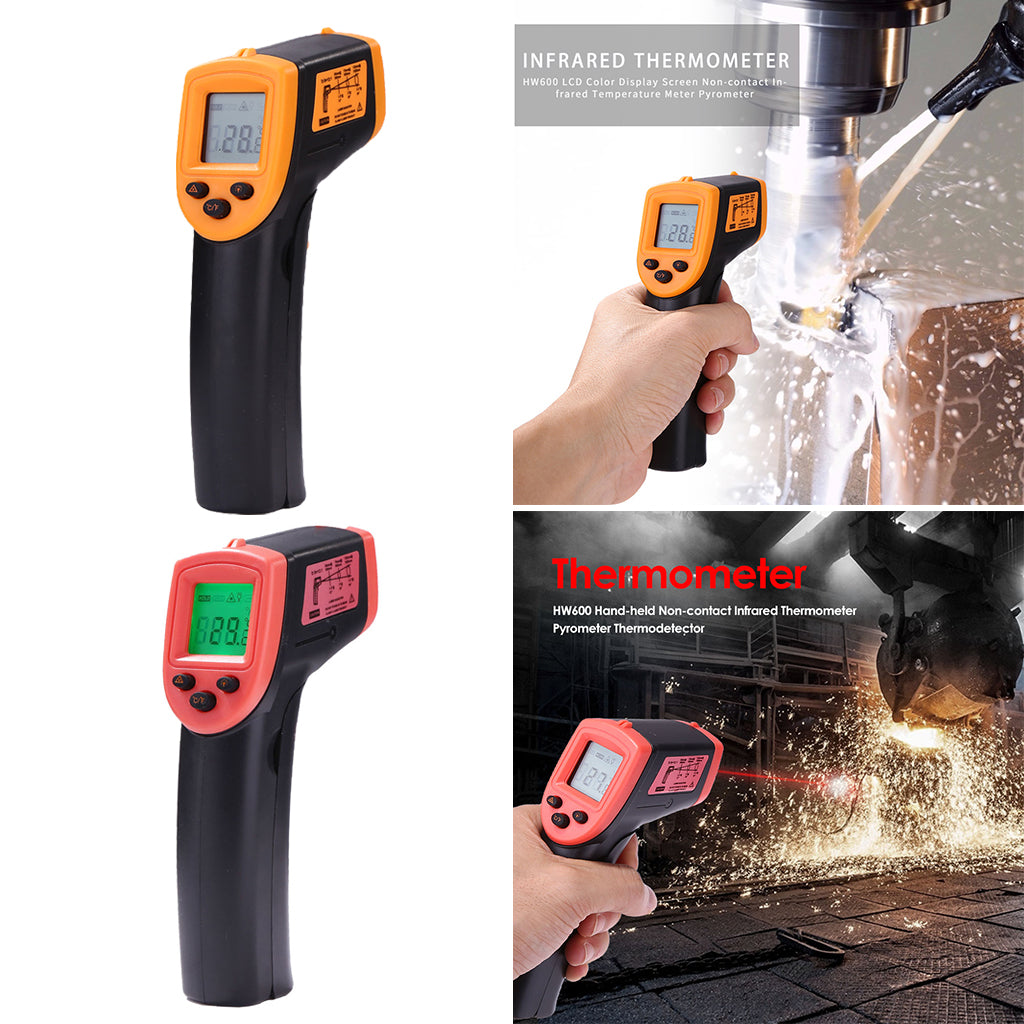 Handheld Laser Infrared Thermometer Backlit Red