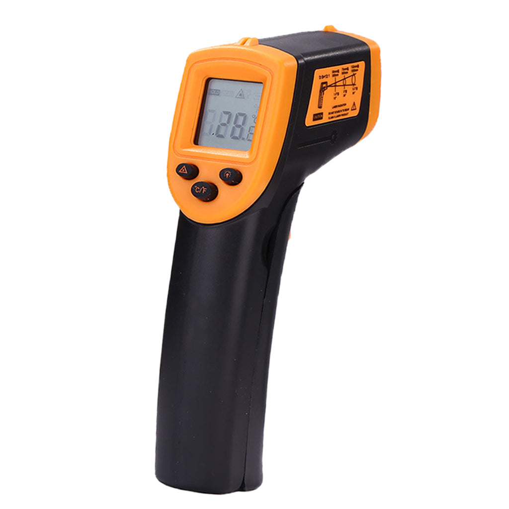 Handheld Laser Infrared Thermometer Backlit Yellow