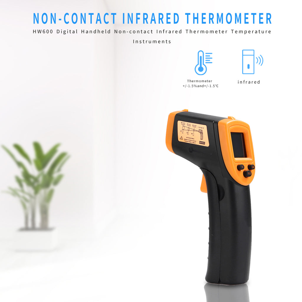 Handheld Laser Infrared Thermometer Backlit Yellow