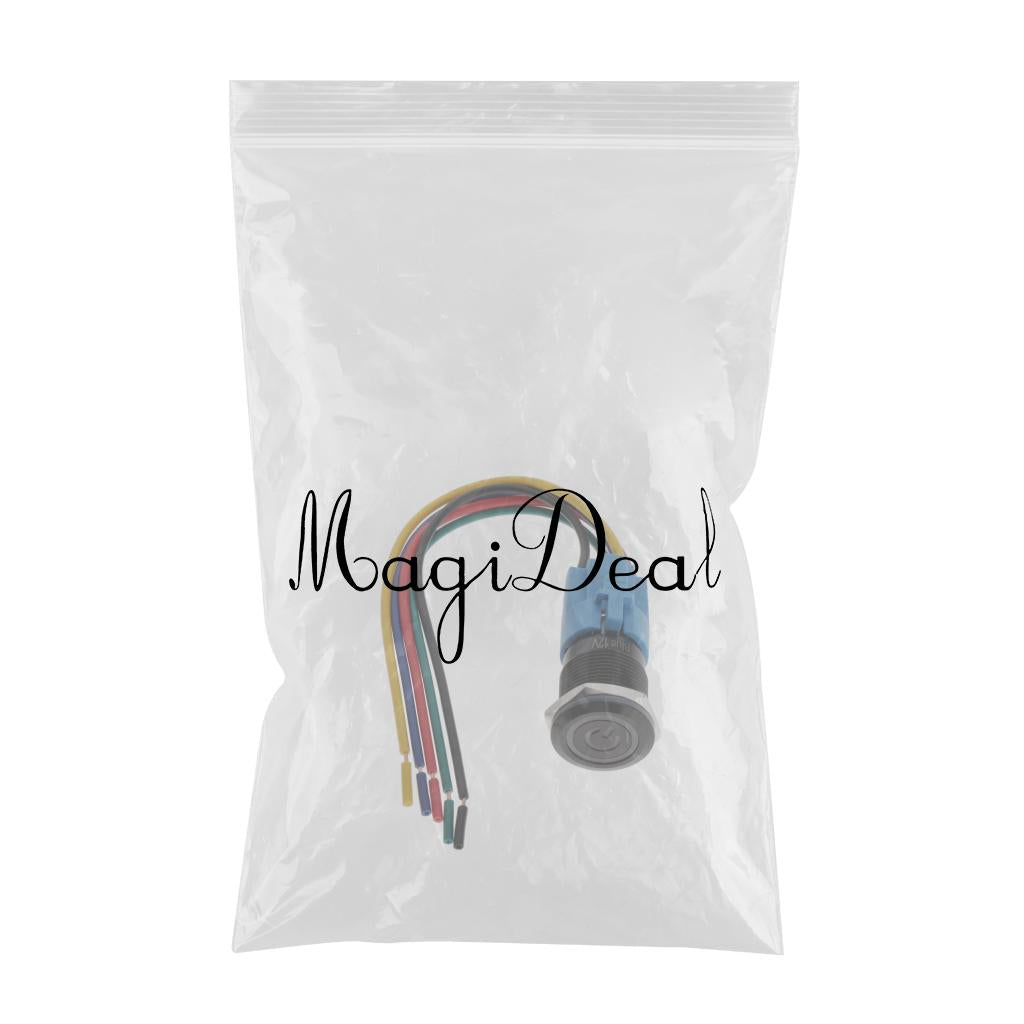 12V Blue LED Power Button Latching Switch Push Button Starter Switch On/Off