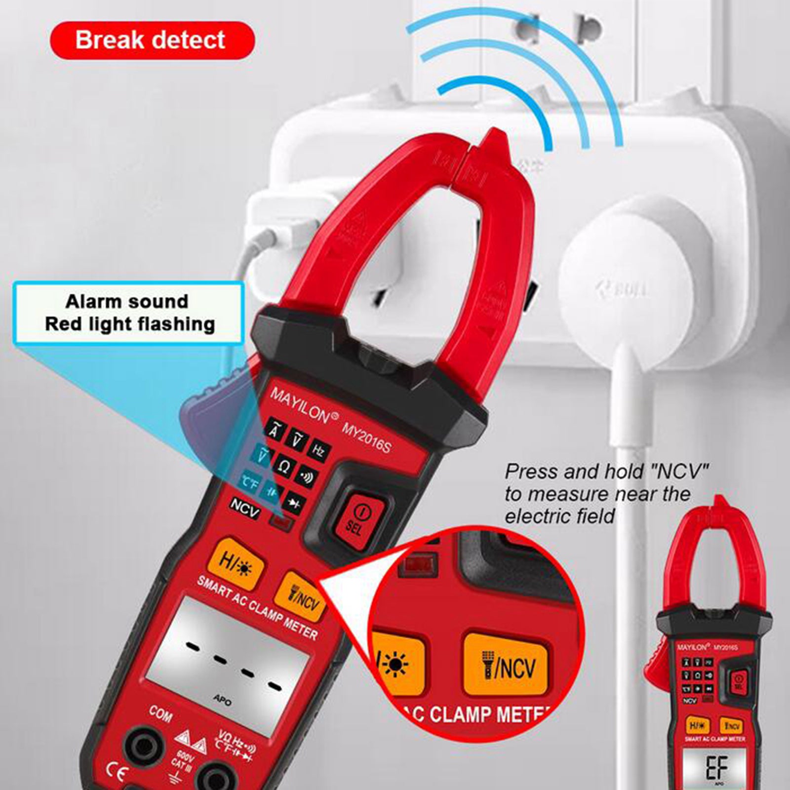 Digital Clamp Multimeter Voltage Tester Auto-ranging Measures Current Volt