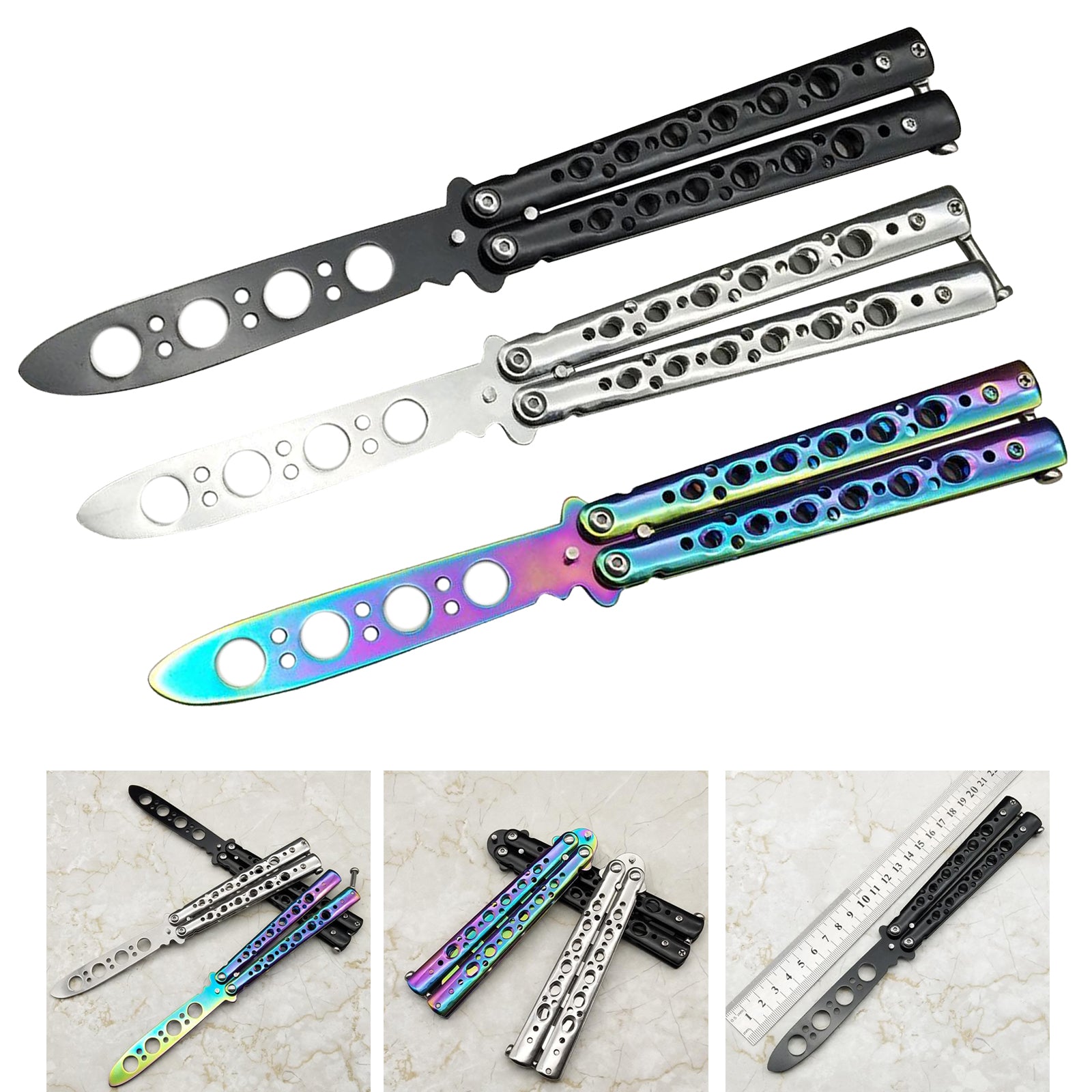 Butterfly Balisong Trainer Training Knife Tool Durable Black