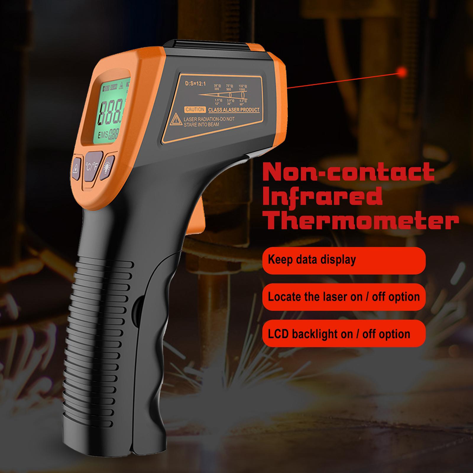 Digital Thermometer Infrared Handheld Temperature Gun Non-Contact Orange