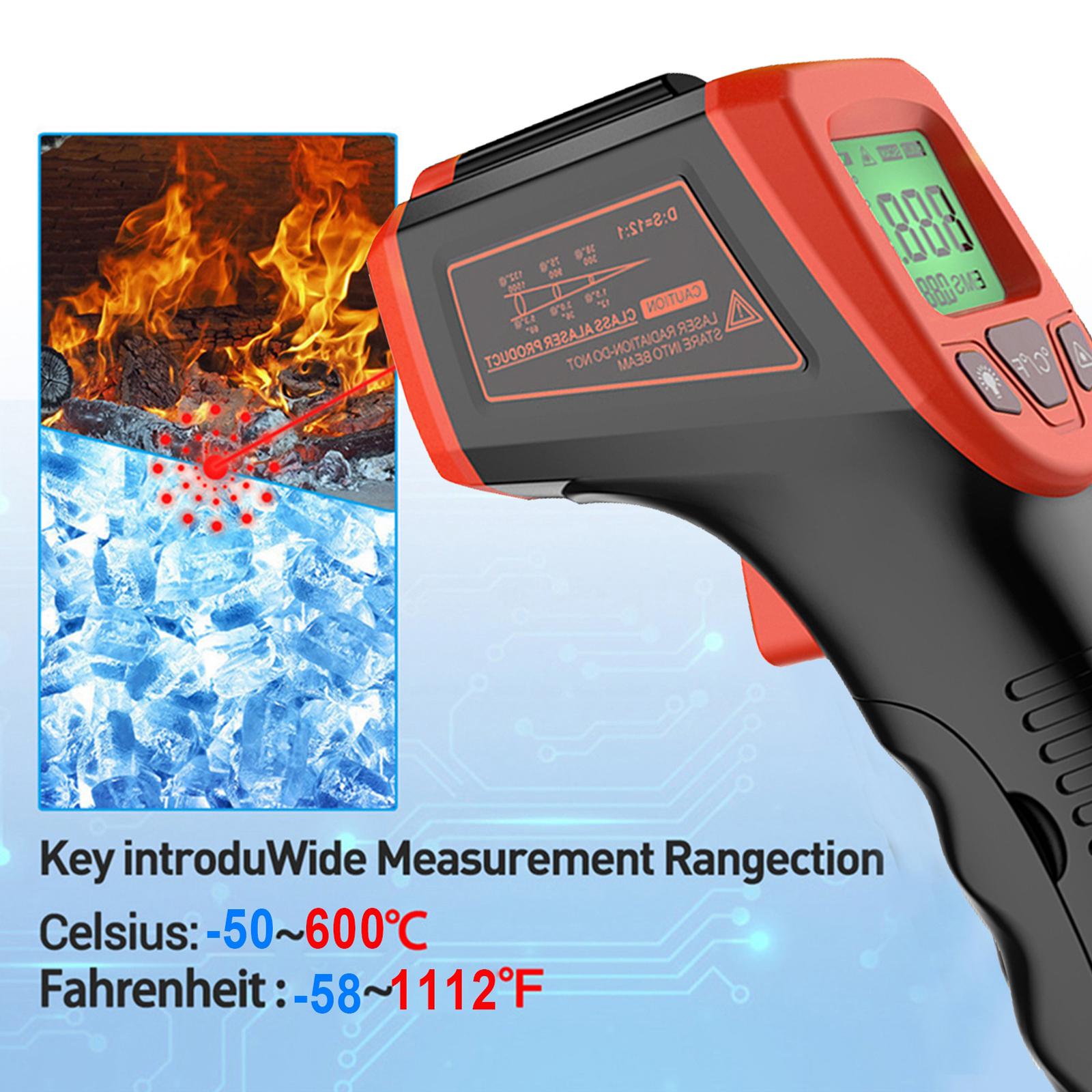 Digital Thermometer Infrared Handheld Temperature Gun Non-Contact Red
