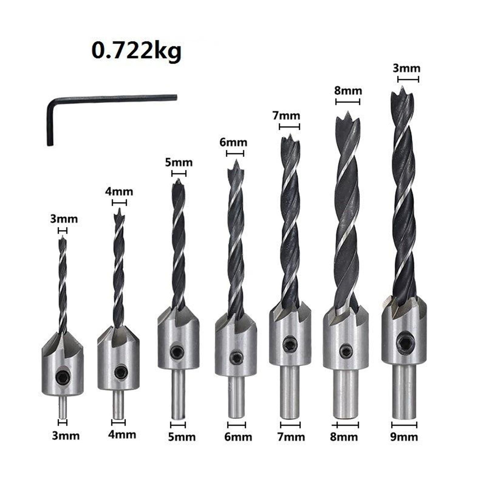 23xWoodworking Chamfer Drilling Tool Countersink Drill Bits Wood Plug Cutter