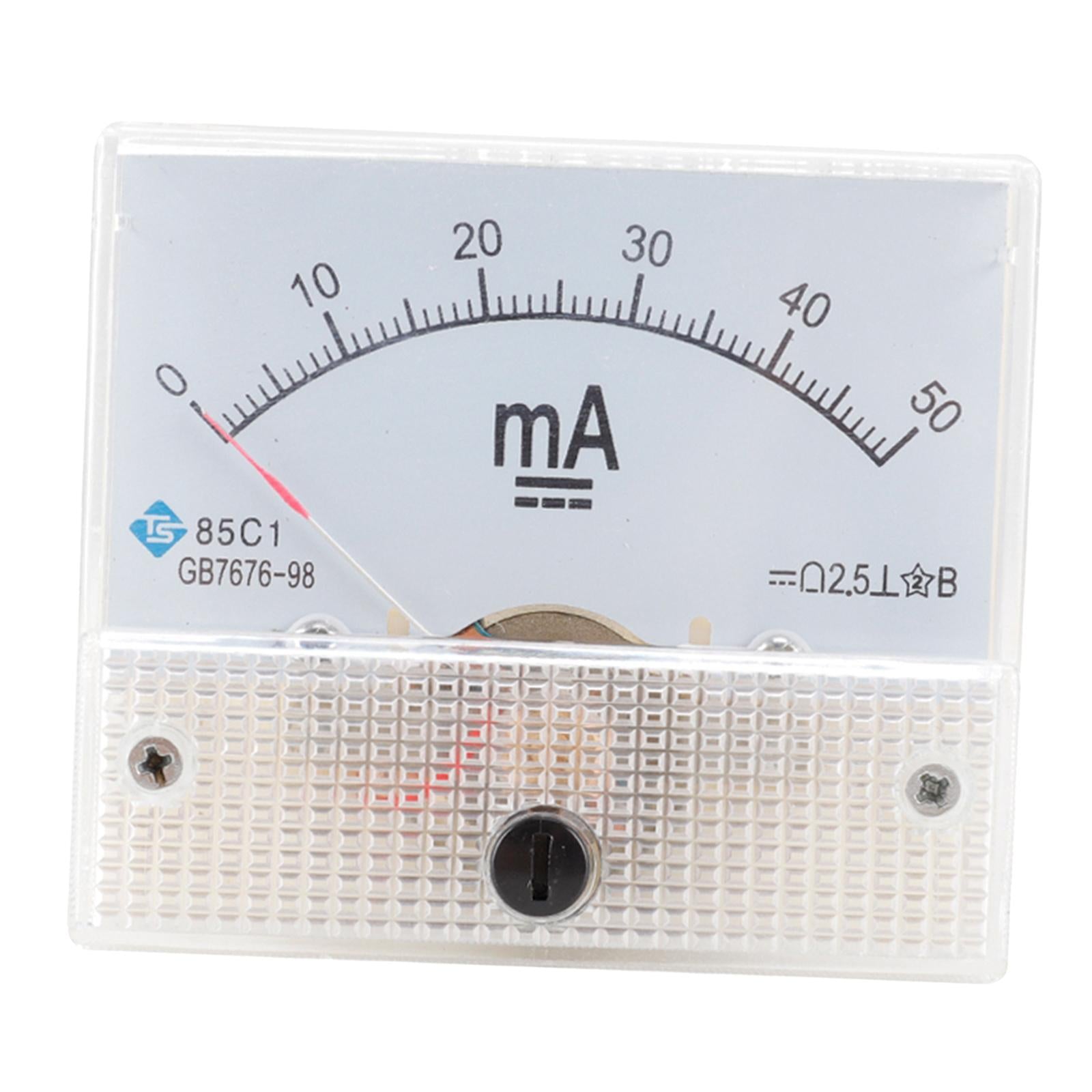 Rectangular Needle DC Ammeter Current Panel Meter Class 2.5 Charging Battery 0-50MA