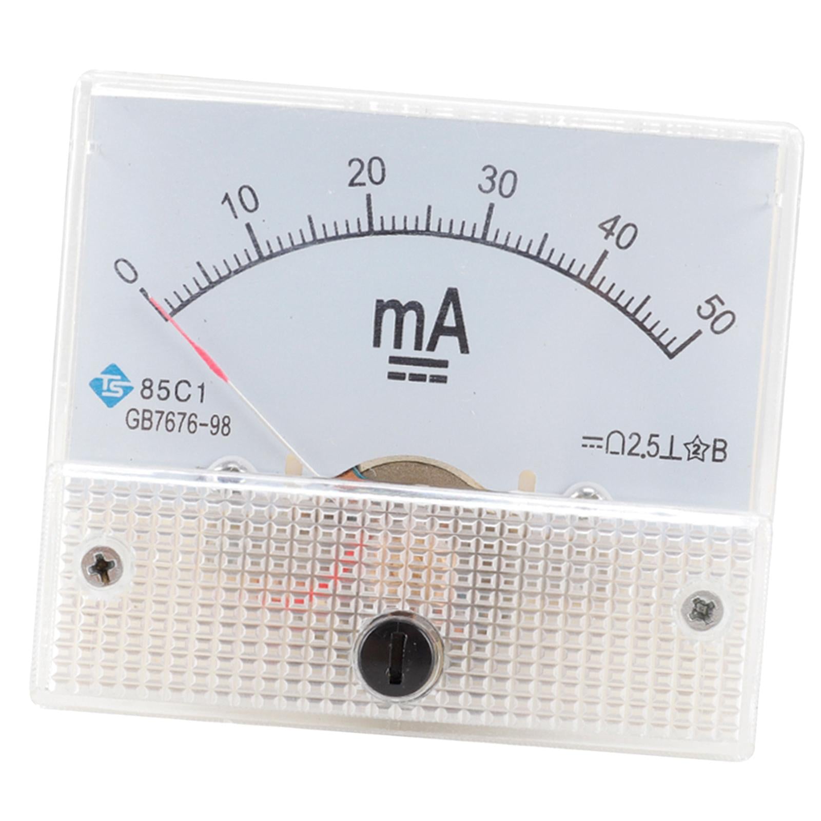 Rectangular Needle DC Ammeter Current Panel Meter Class 2.5 Charging Battery 0-50MA