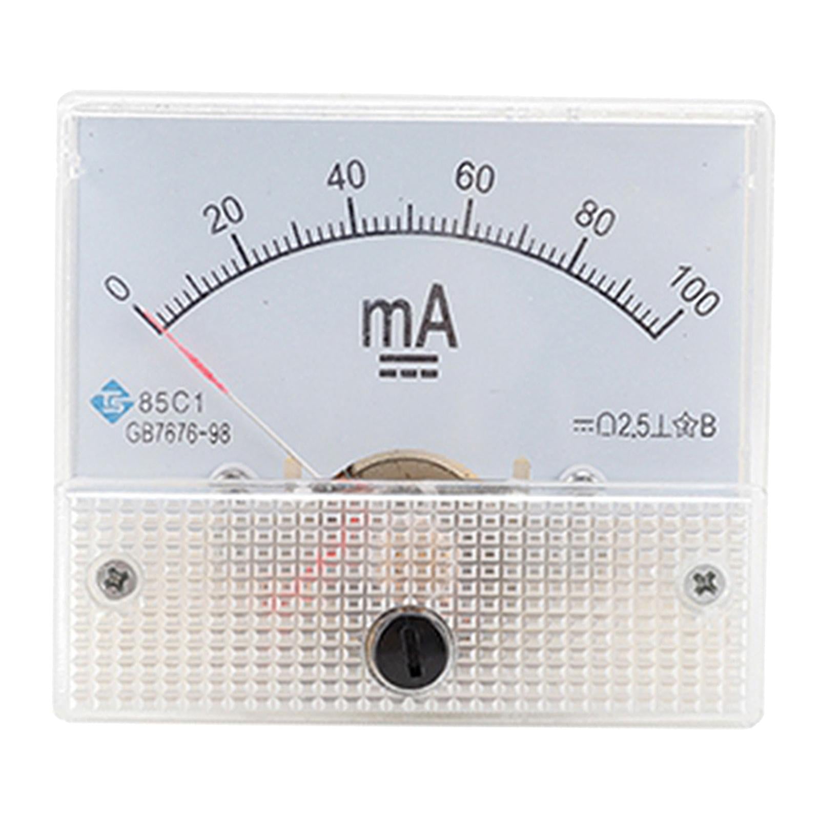 Rectangular Needle DC Ammeter Current Panel Meter Class 2.5 Charging Battery 0-100MA