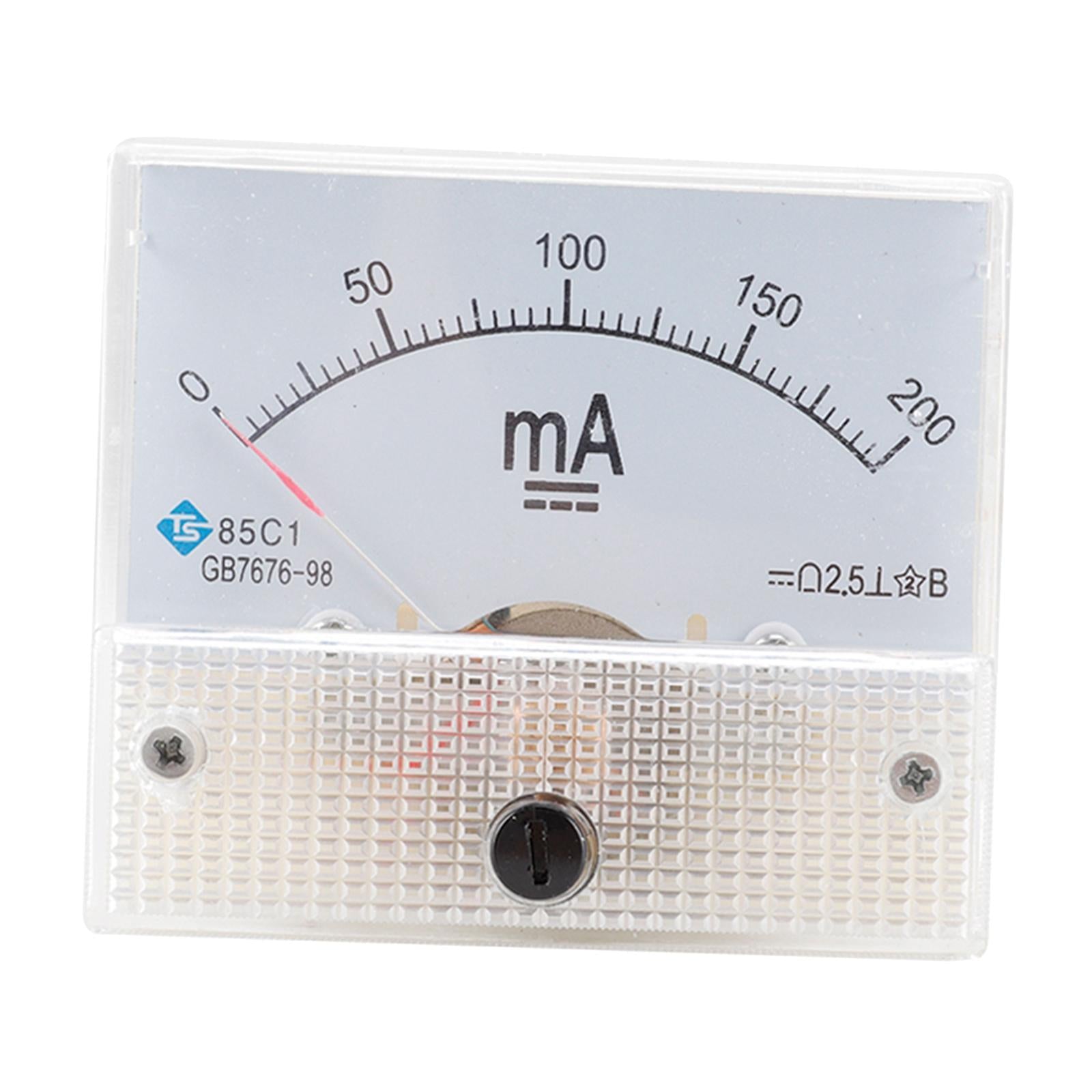 Rectangular Needle DC Ammeter Current Panel Meter Class 2.5 Charging Battery 0-200MA