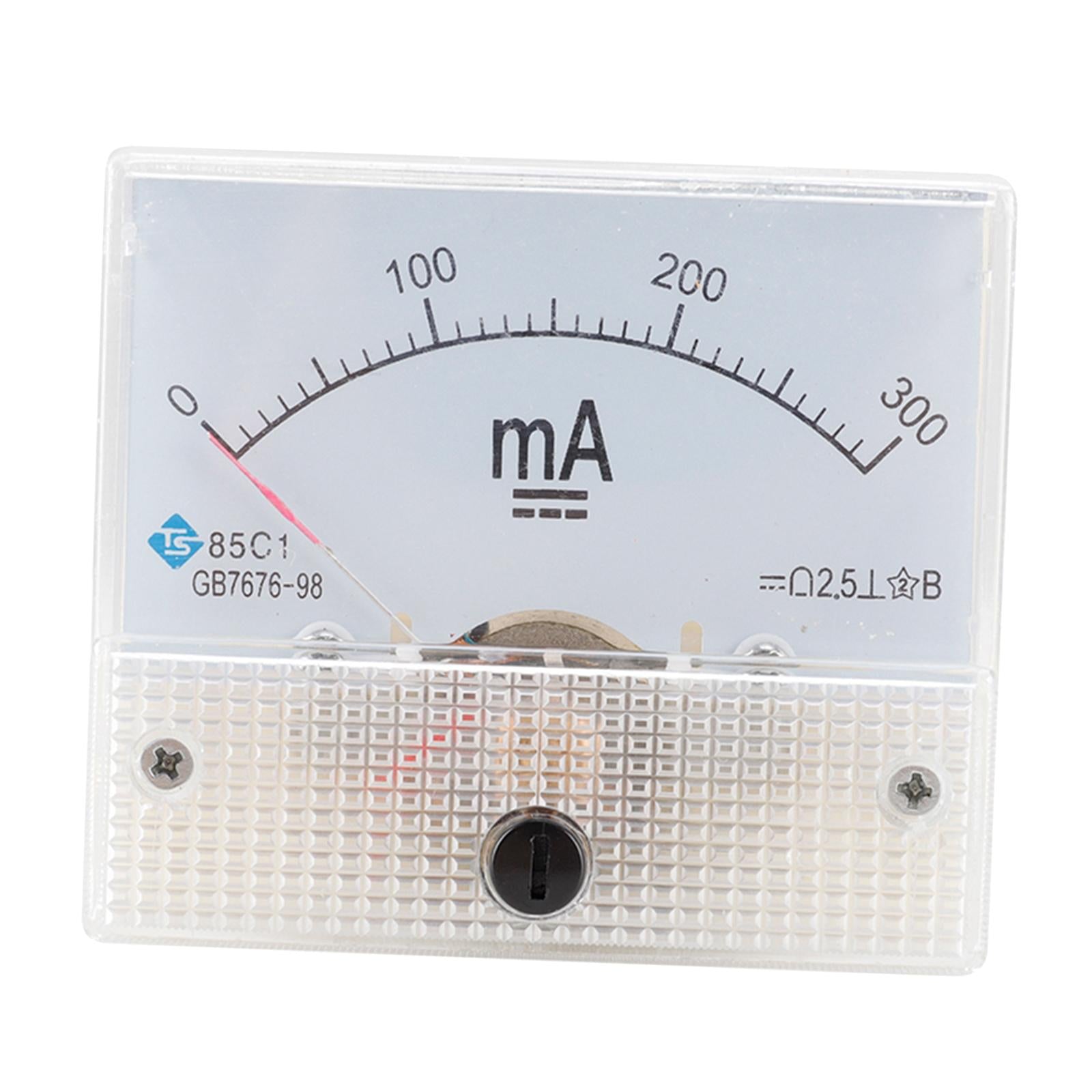 Rectangular Needle DC Ammeter Current Panel Meter Class 2.5 Charging Battery 0-300MA