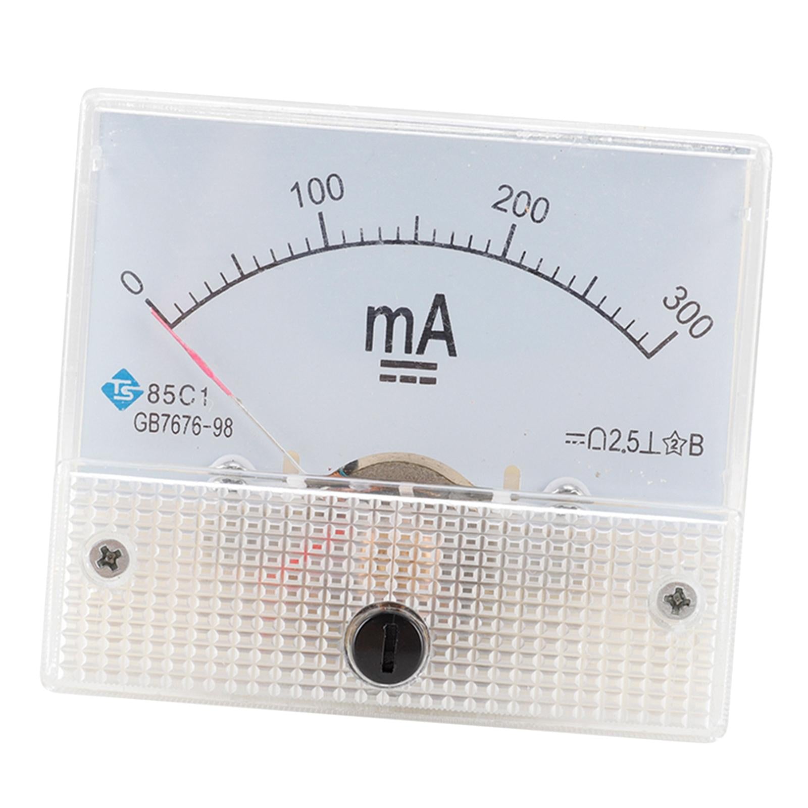 Rectangular Needle DC Ammeter Current Panel Meter Class 2.5 Charging Battery 0-300MA