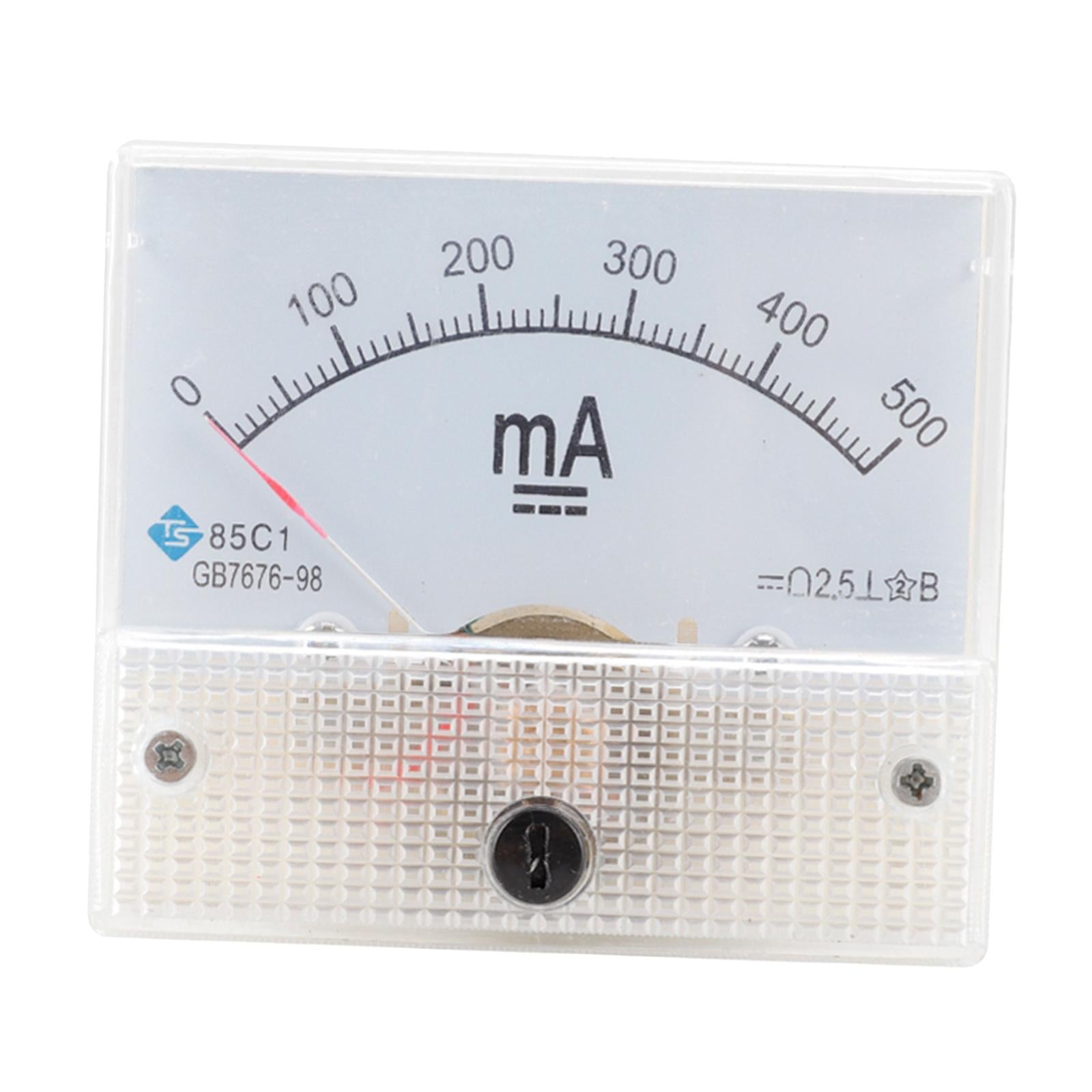 Rectangular Needle DC Ammeter Current Panel Meter Class 2.5 Charging Battery 0-500MA