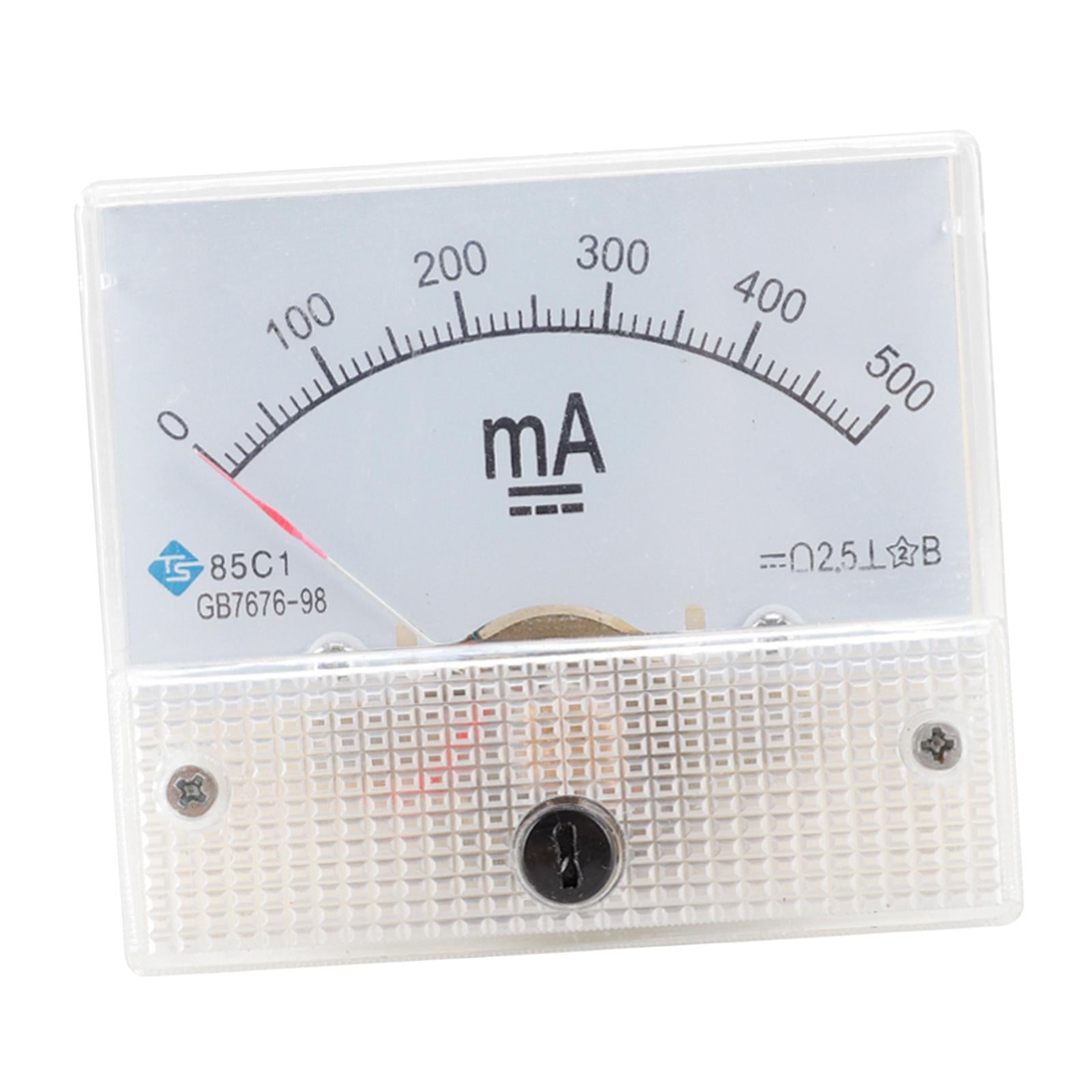Rectangular Needle DC Ammeter Current Panel Meter Class 2.5 Charging Battery 0-500MA