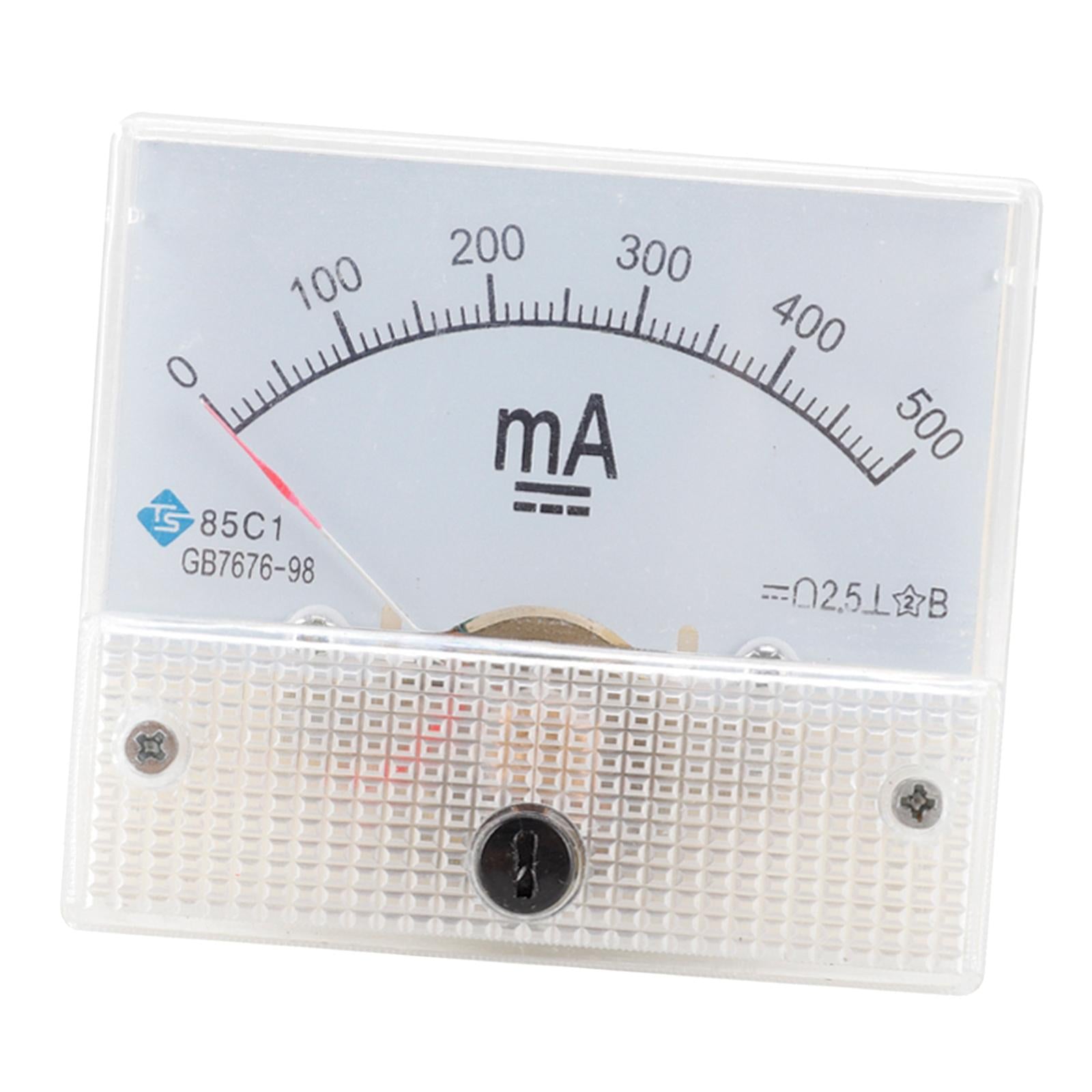 Rectangular Needle DC Ammeter Current Panel Meter Class 2.5 Charging Battery 0-500MA