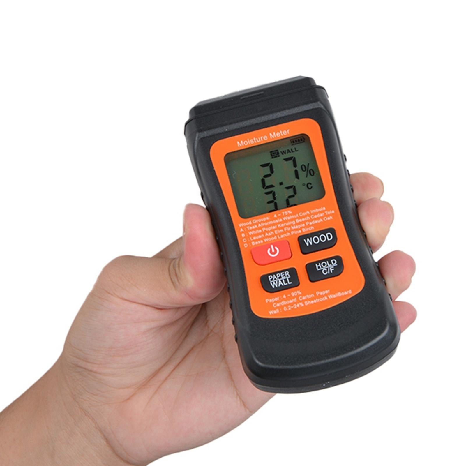 2Pin Wood Moisture Meter Damp Tester 4 Modes for Walls Firewood Furniture