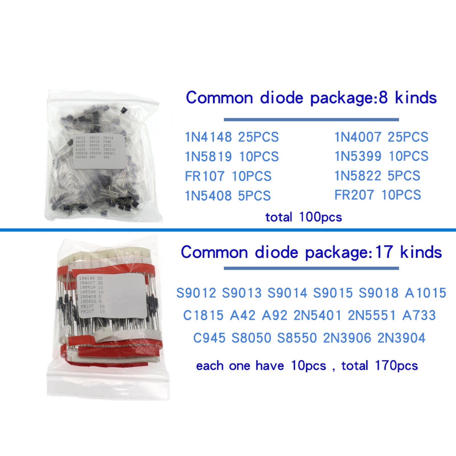 Electronics Component Kit LED Diodes Capacitors Resistors 1490pcs Boxed