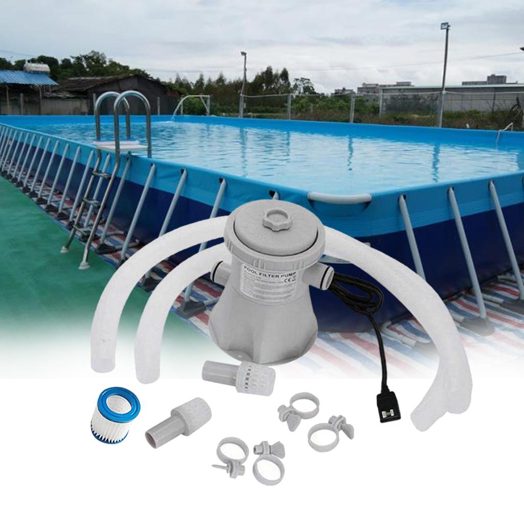 600 Gallons Swimming Pool Cartridge Filter Pump Kit with Accessory Plug: US