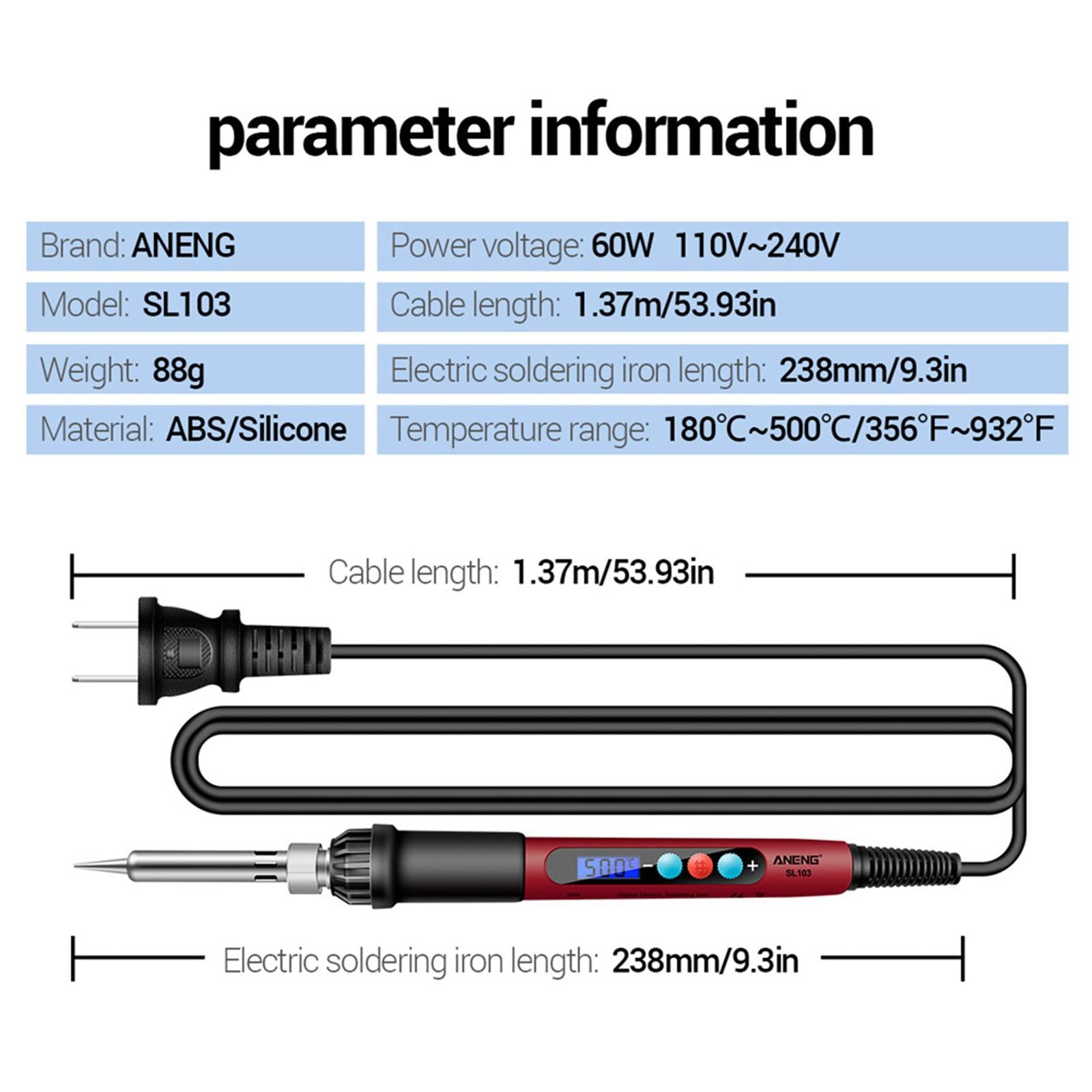 60W Temperature Adjustable Electric Soldering Iron Weld Tin Welding Pen SL103 US 16Set