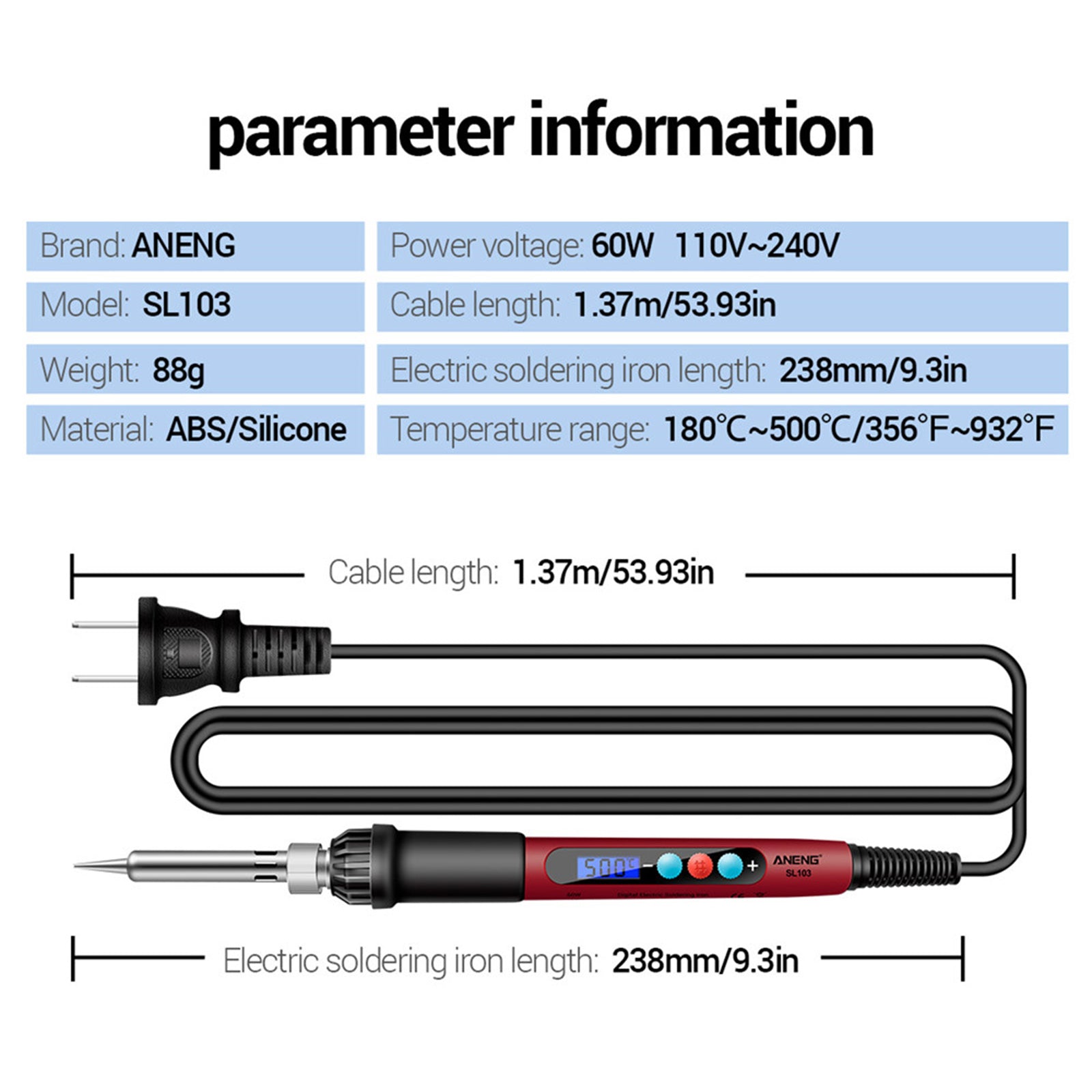 60W Temperature Adjustable Electric Soldering Iron Weld Tin Welding Pen SL103 US 18Set