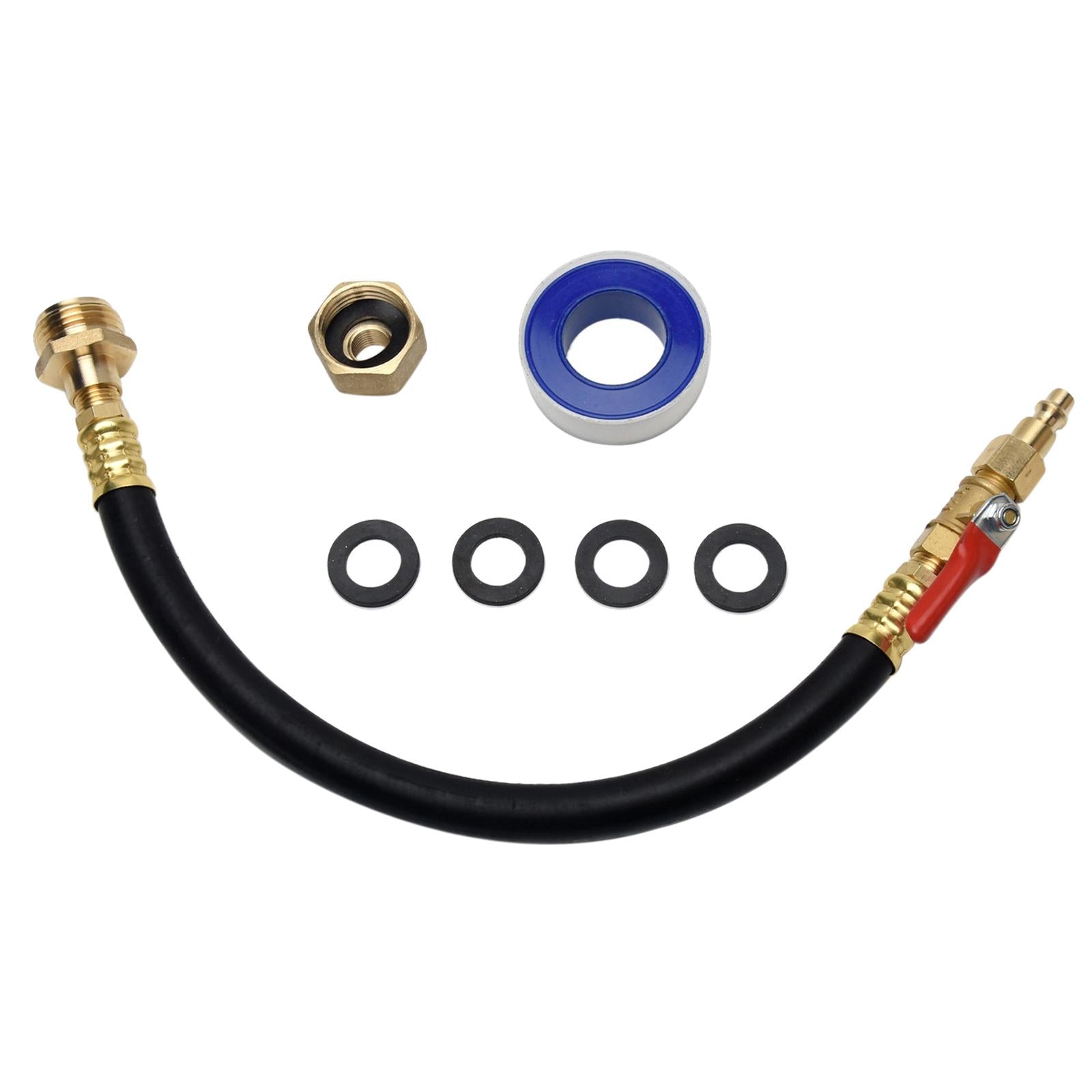 Blowout Adapter with Shut Off Valve 1 Roll of Tape for RV Motorhome Garden
