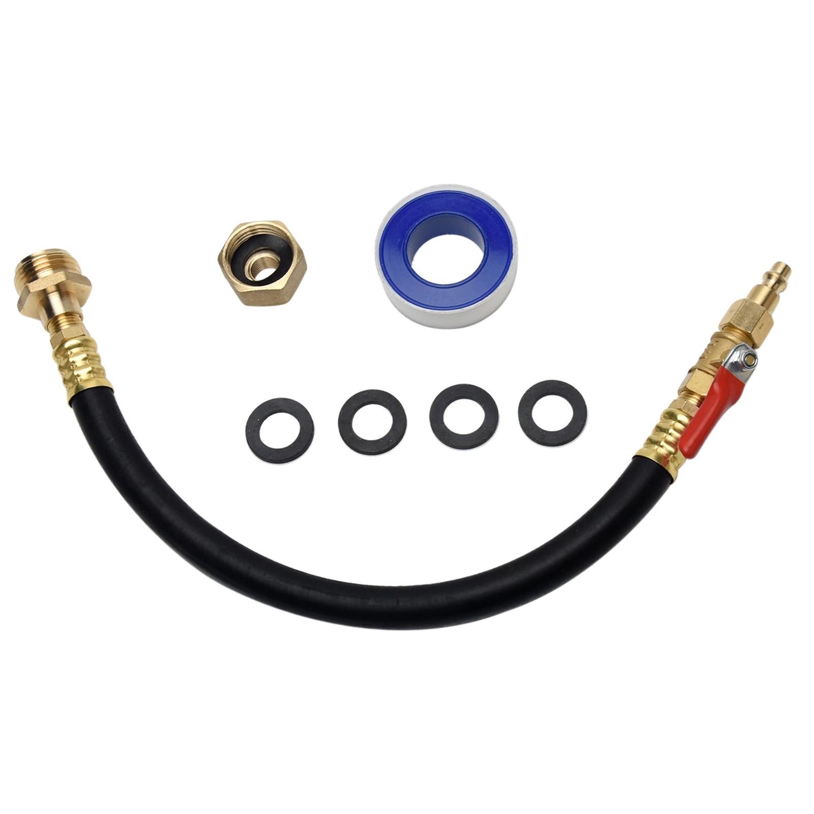 Blowout Adapter with Shut Off Valve 1 Roll of Tape for RV Motorhome Garden