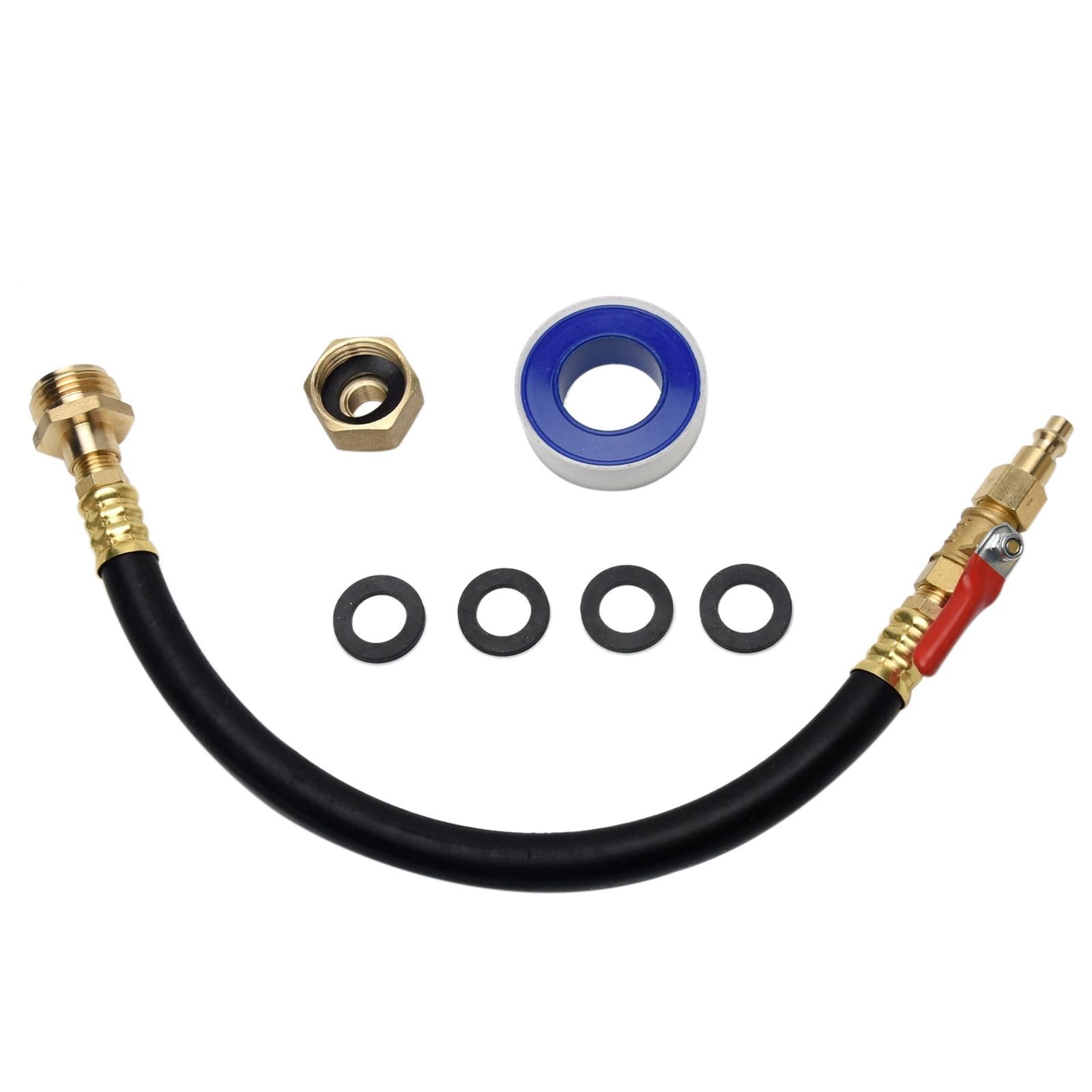 Blowout Adapter with Shut Off Valve 1 Roll of Tape for RV Motorhome Garden