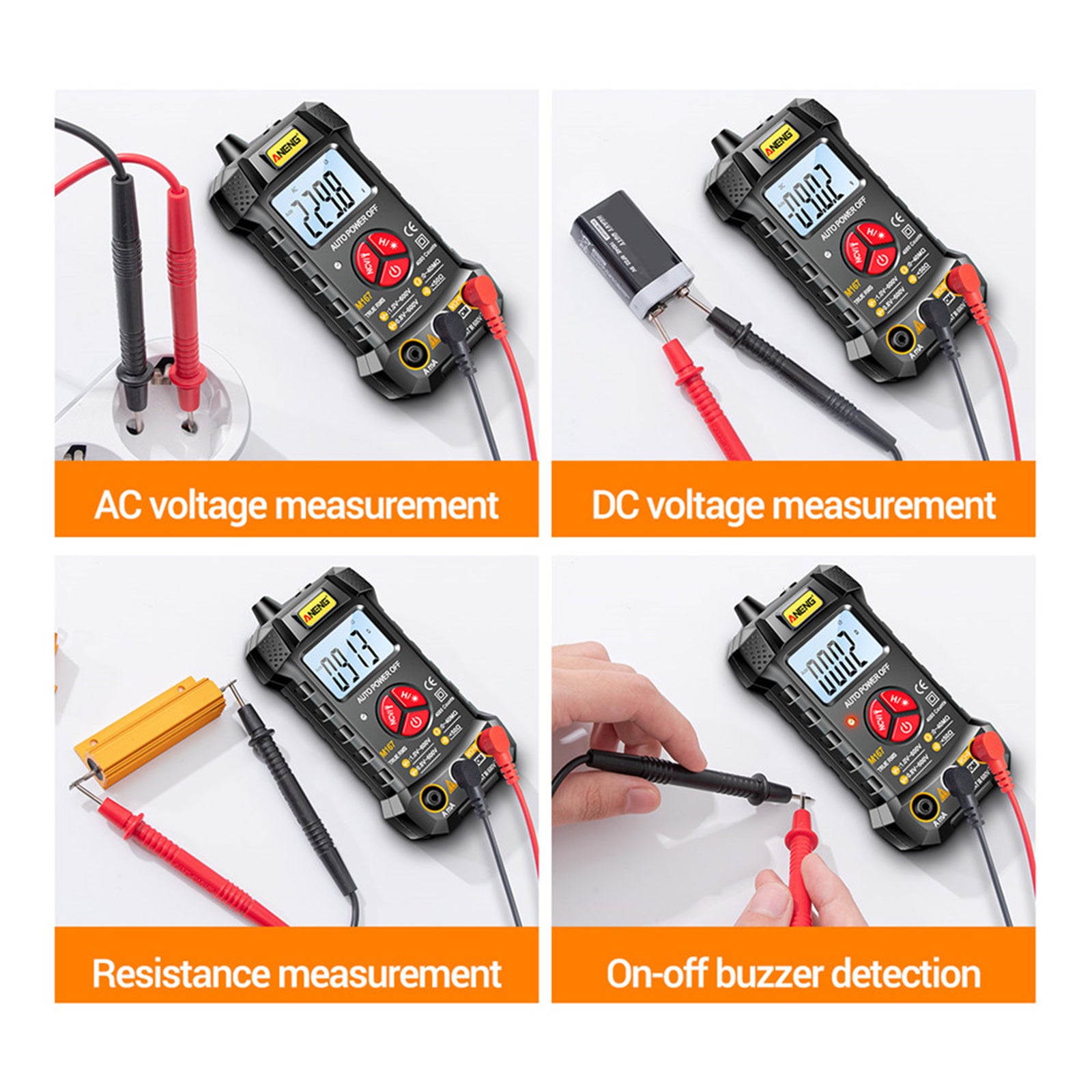Handheld Multifunction Multimeter AC DC Resistance Tester Meter for Current