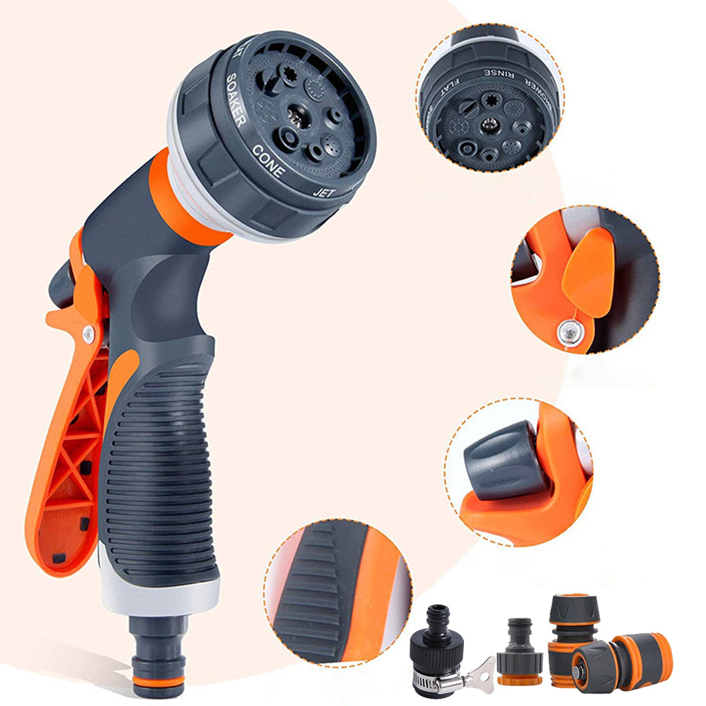 Water Nozzle Sprayer,Heavy Duty,Adjustable 8 Patterns Clean for Car Wash
