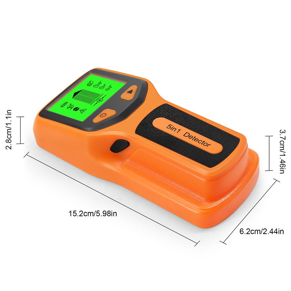 5 in 1 Stud Finder Wood Metal Pipe Wire Wall Sensor Scanner LCD Detector Orange