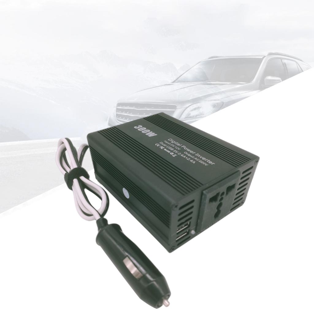 300W Car Power Inverter 12V DC to 220V with 2 USB Port Heat Protection