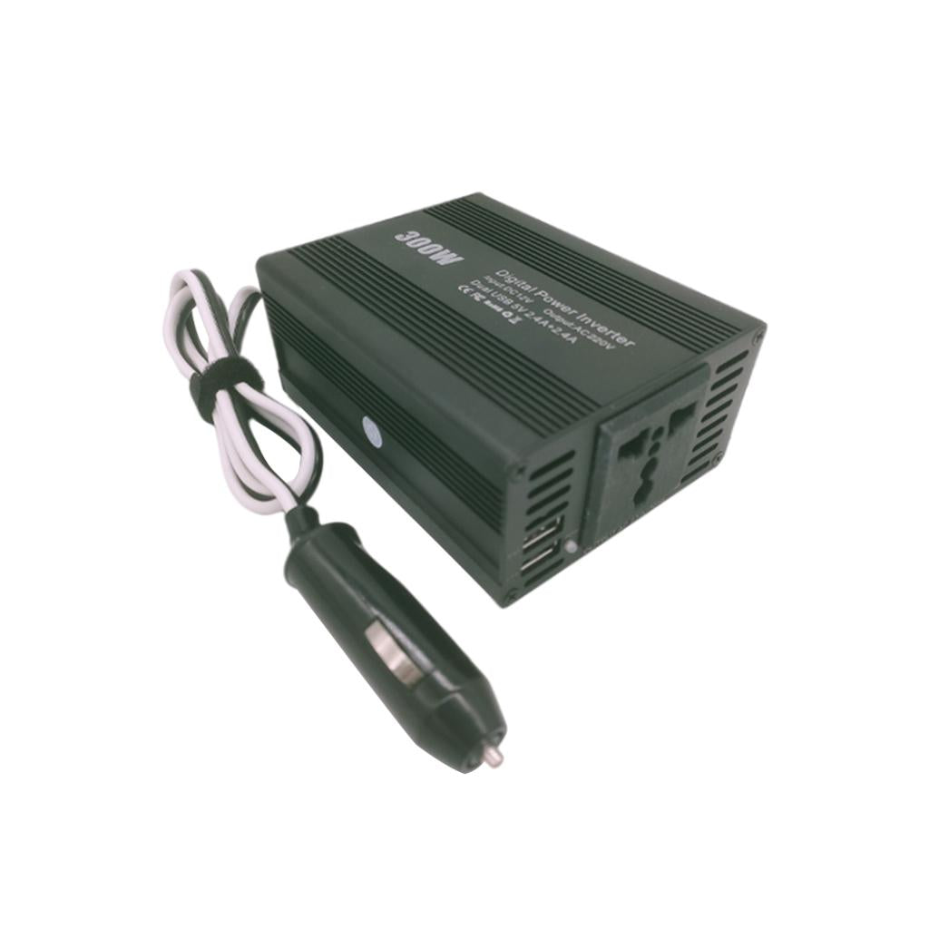 300W Car Power Inverter 12V DC to 220V with 2 USB Port Heat Protection
