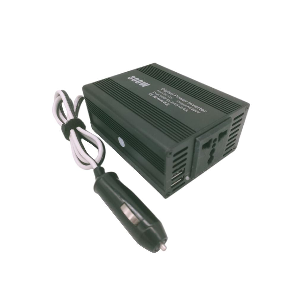 300W Car Power Inverter 12V DC to 220V with 2 USB Port Heat Protection
