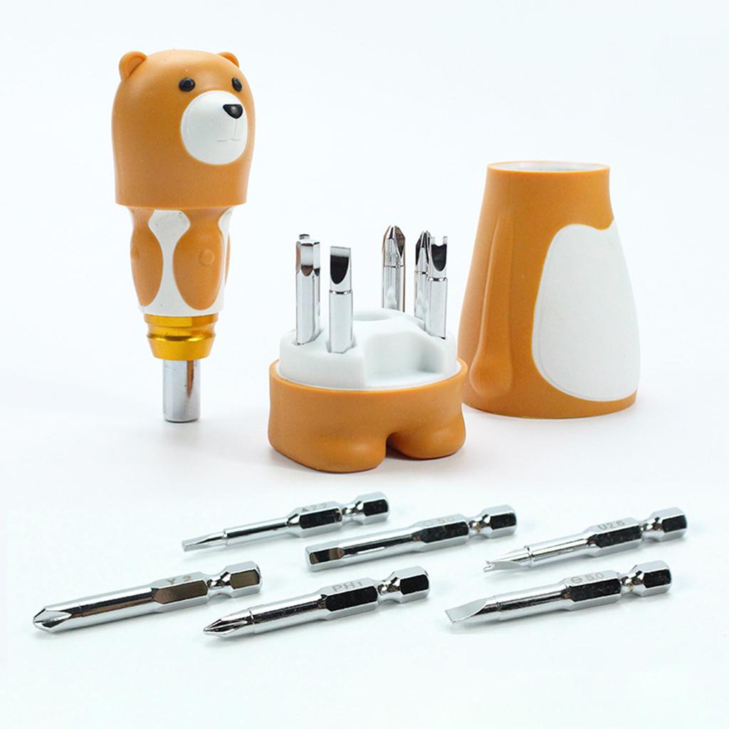 Screwdriver Bit Set Removable Cartoon Soft Grip Slotted Tool for Kids Toys