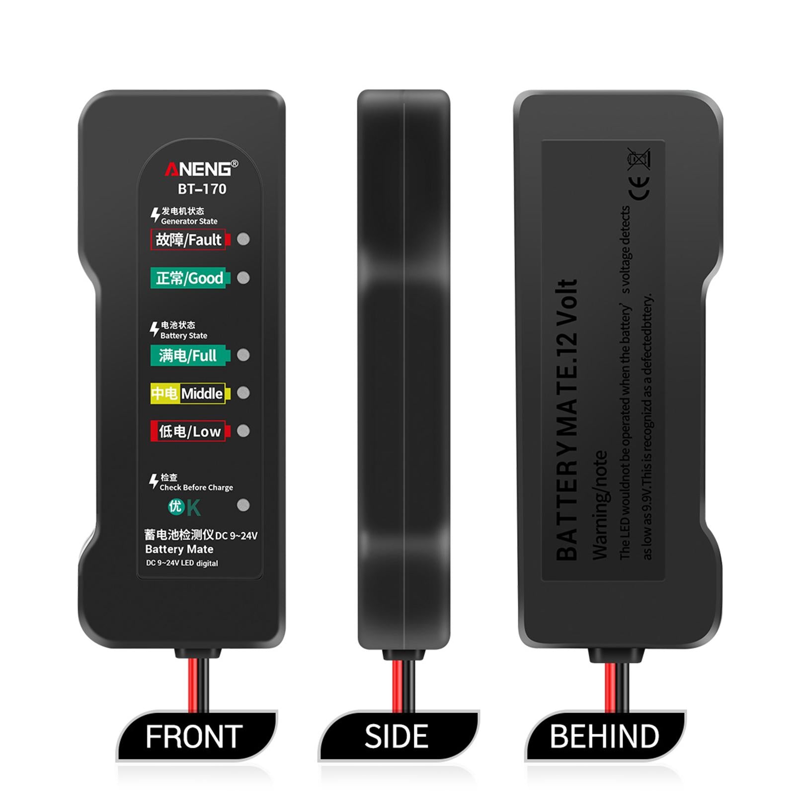Engine Battery Tester 9V 12V 24V Digital Analyzer for Motorbike Vehicles