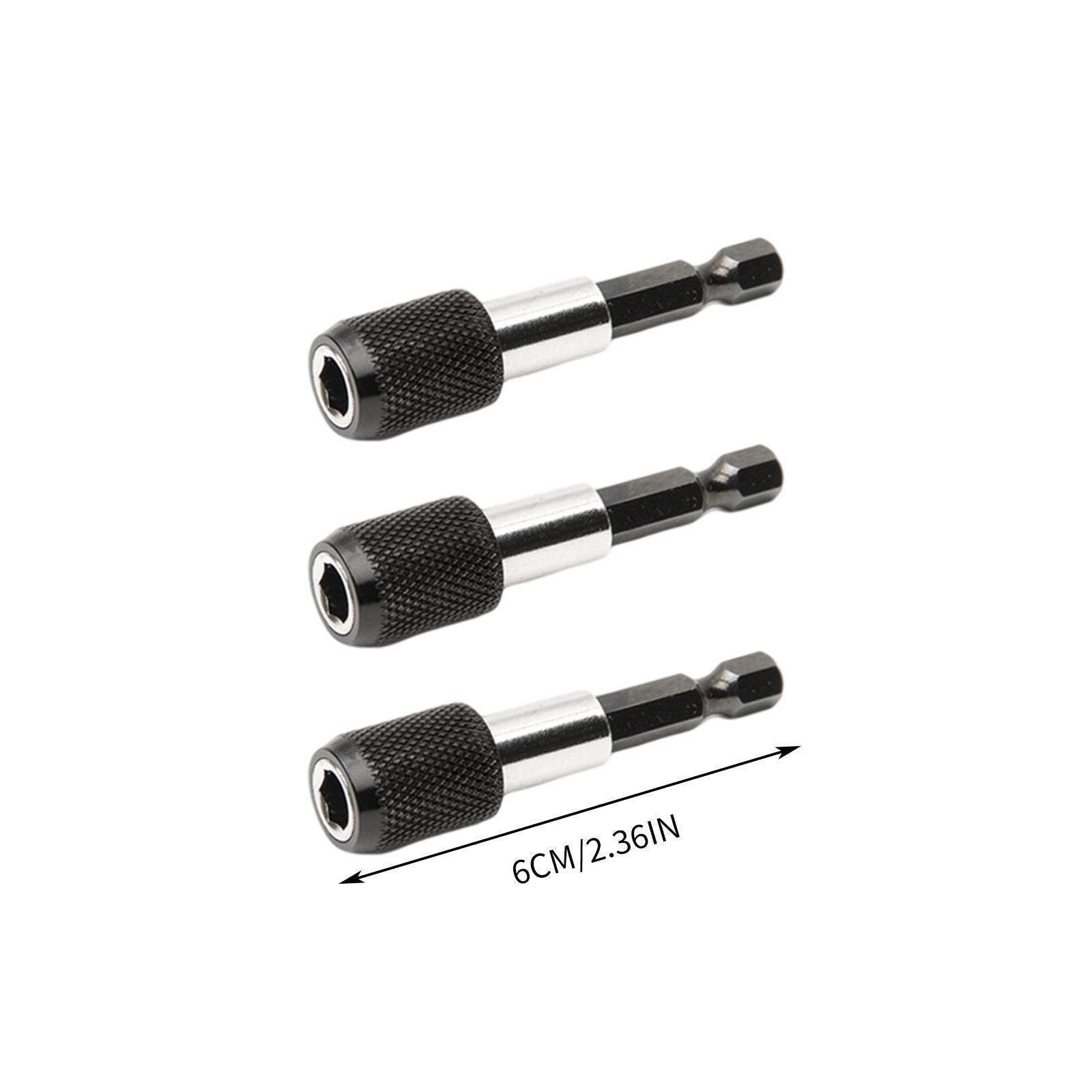 3Pcs Bit Holder Quick Change Hexagon Bit Extension Rod for 1/4 Hex Shank 60mm