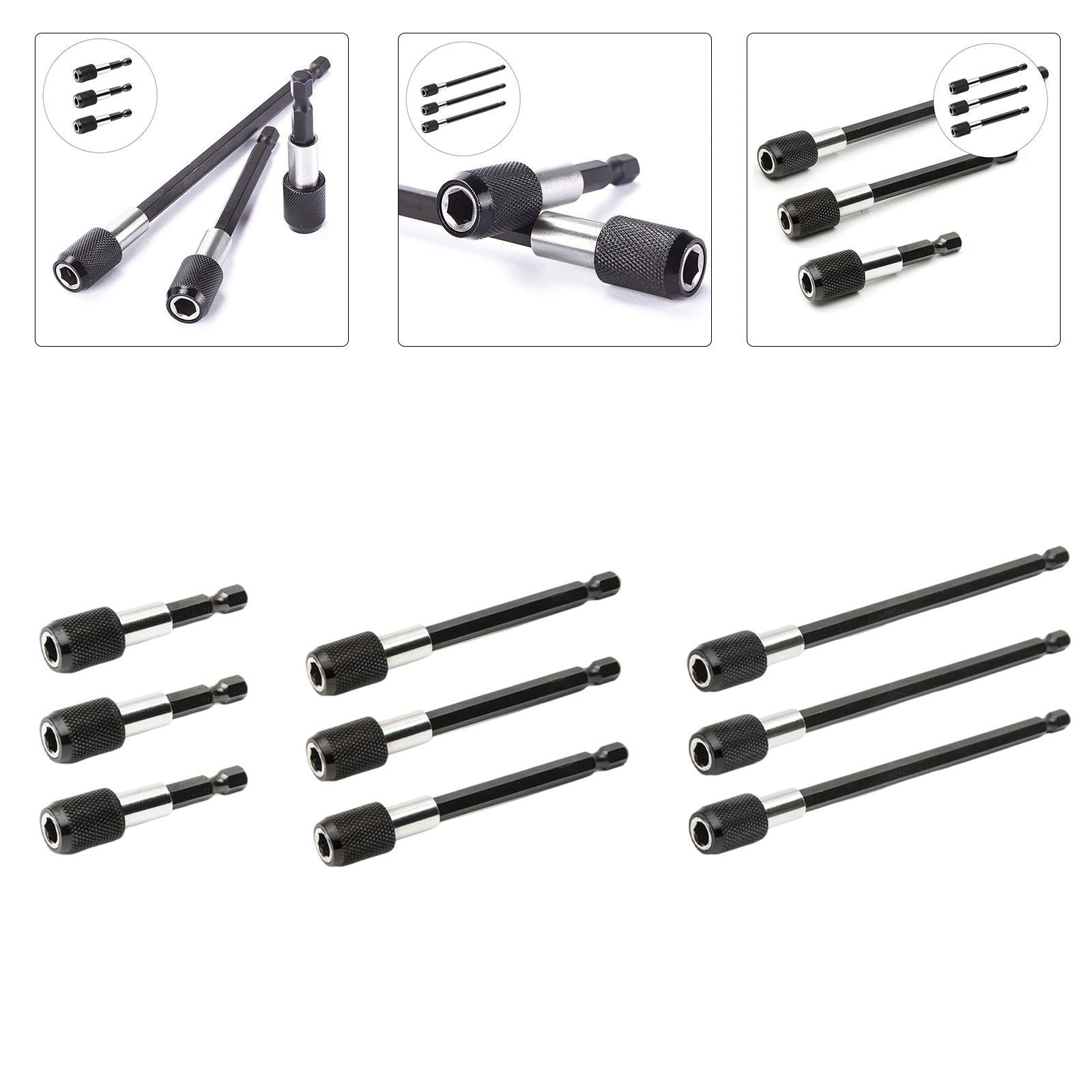 3Pcs Bit Holder Quick Change Hexagon Bit Extension Rod for 1/4 Hex Shank 60mm