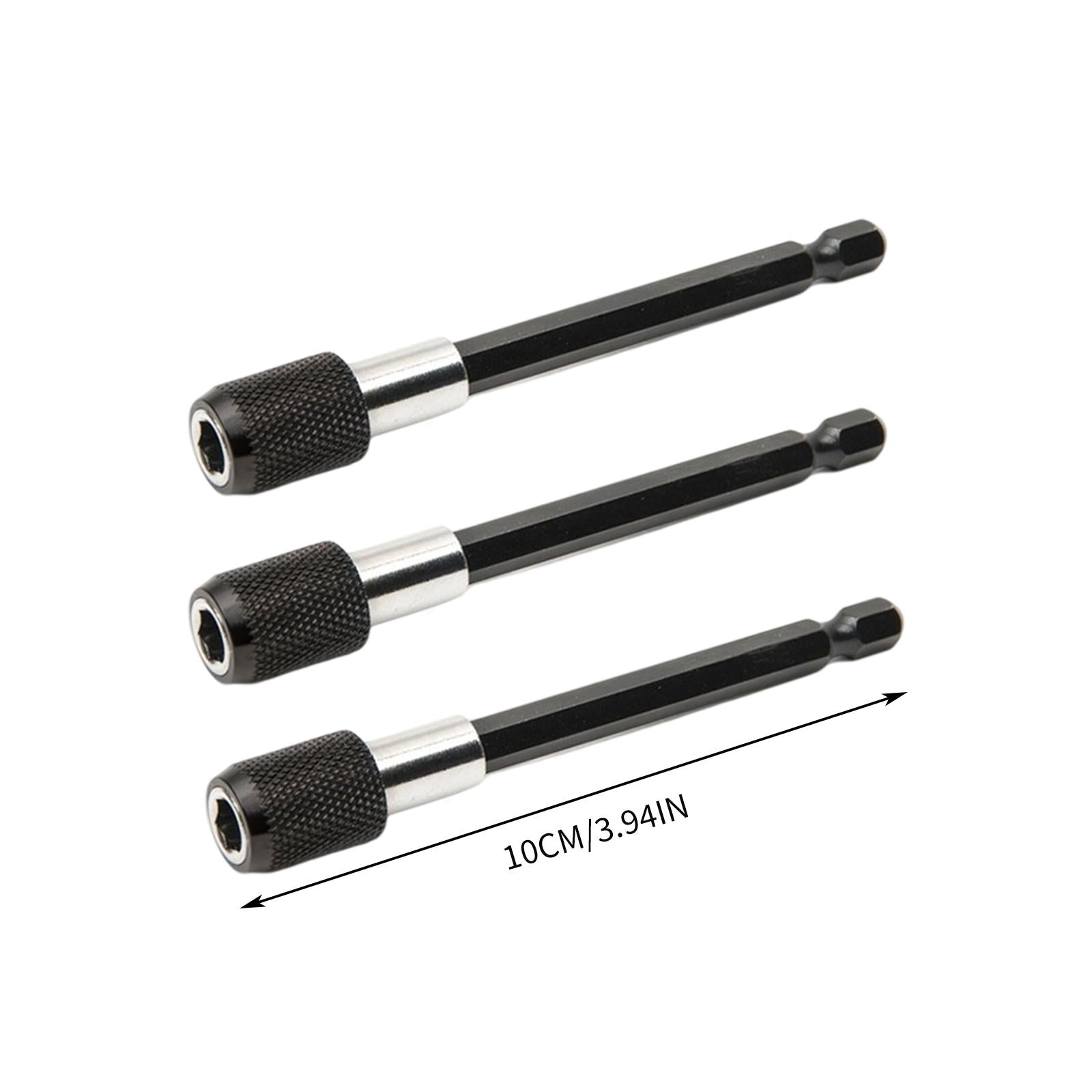 3Pcs Bit Holder Quick Change Hexagon Bit Extension Rod for 1/4 Hex Shank 100mm