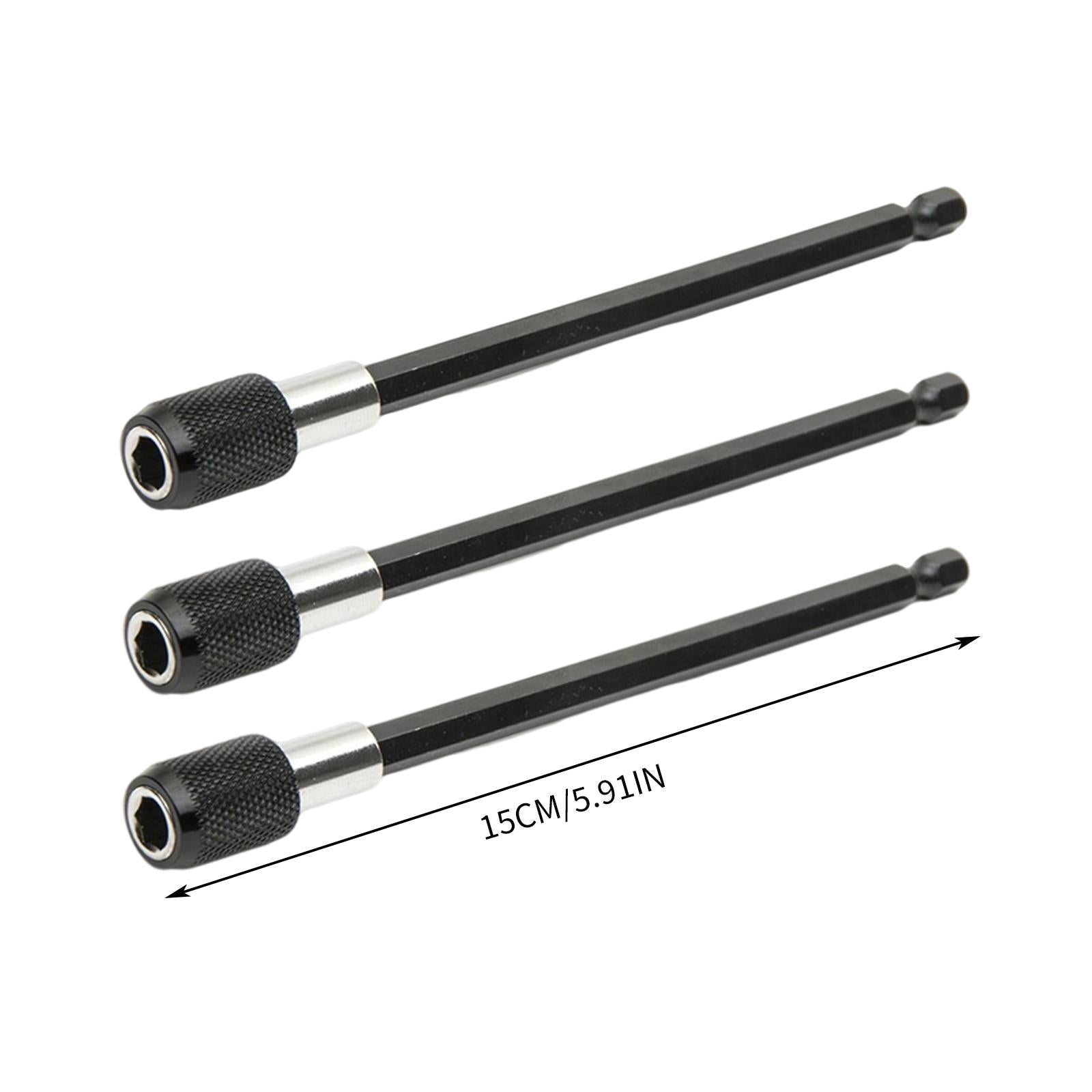 3Pcs Bit Holder Quick Change Hexagon Bit Extension Rod for 1/4 Hex Shank 150mm