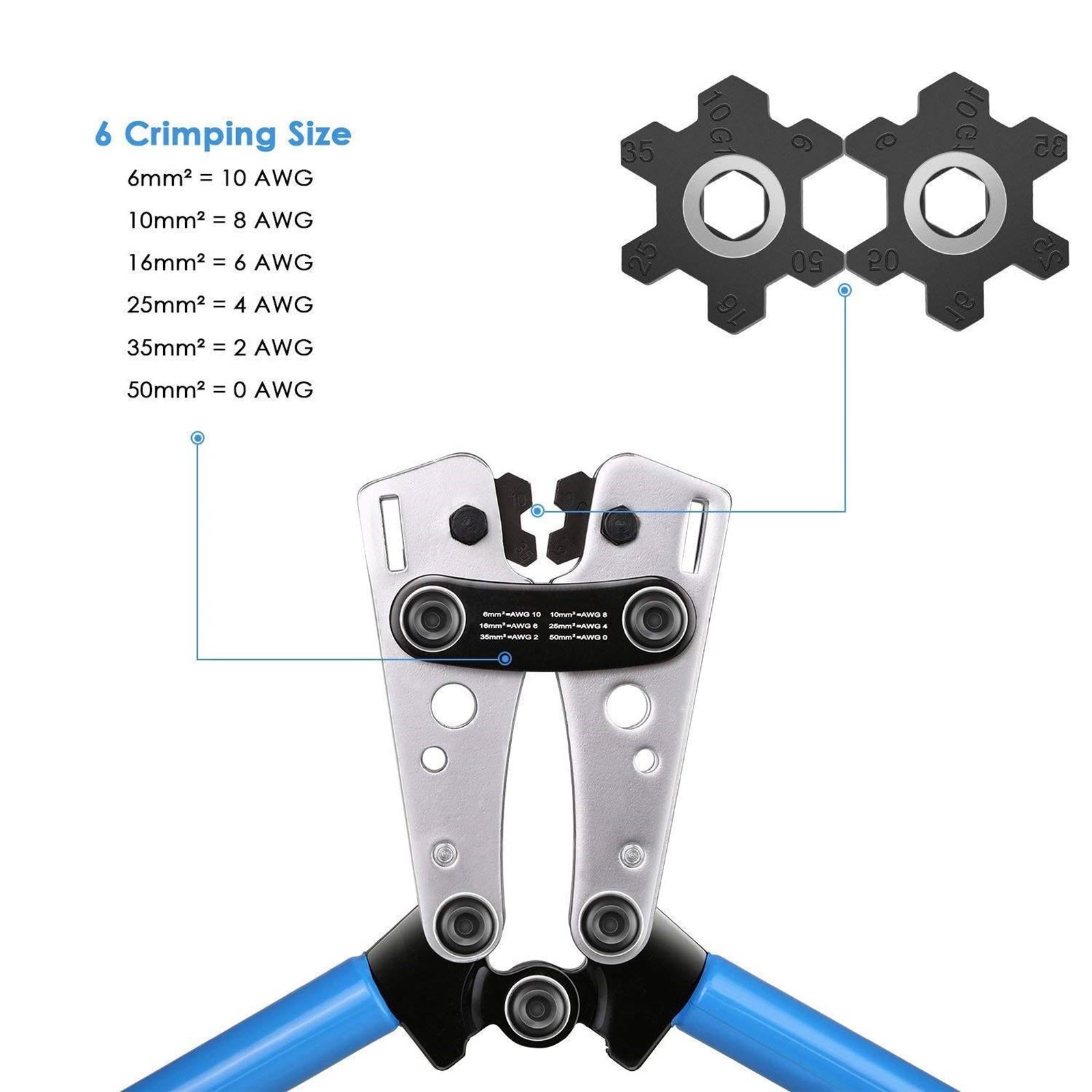 Wire Crimper Terminal Crimping Tool for Battery Terminal Wire Lugs AWG 0-1/0 Terminal Crimper
