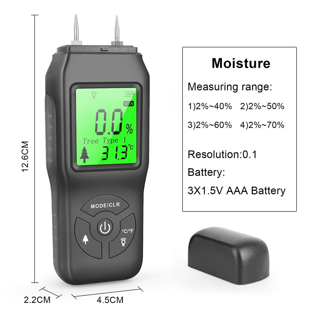 Wood Moisture Meter Digital Moisture Mold Detector Tester for Firewood Wood