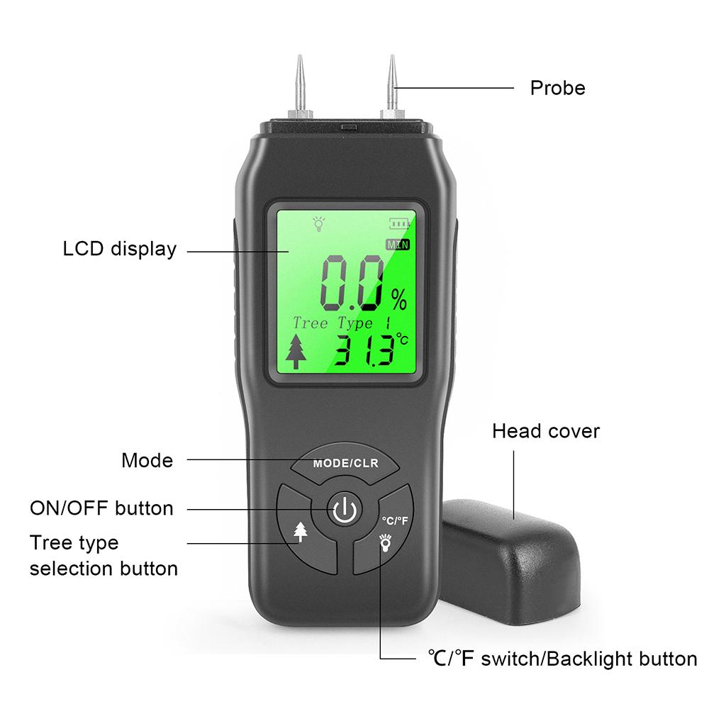 Wood Moisture Meter Digital Moisture Mold Detector Tester for Firewood Wood