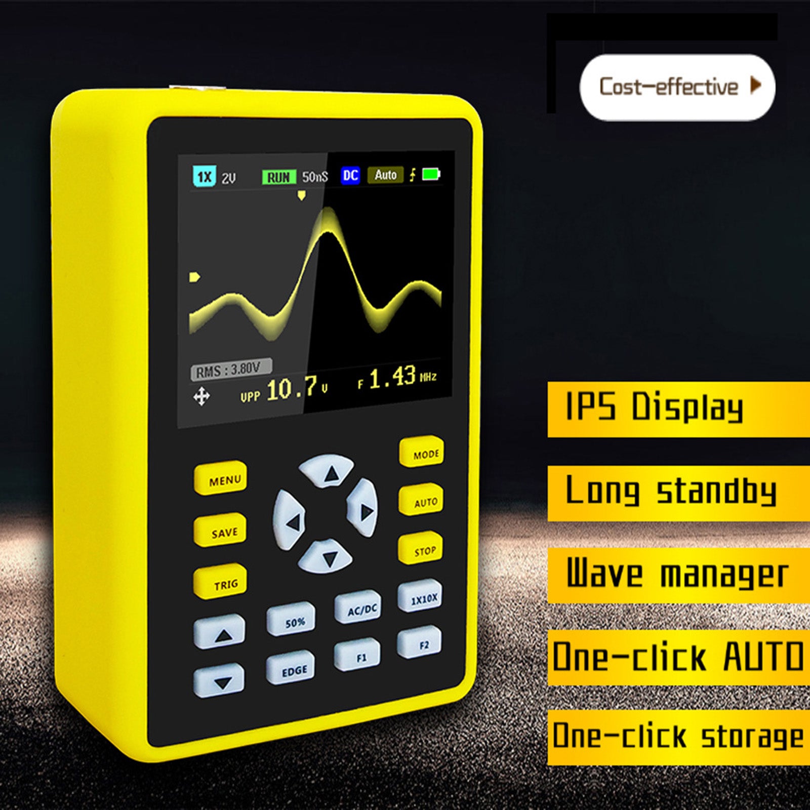 Handheld Digital Oscilloscope 500MS/S Sampling Rate for Appliance Repairing