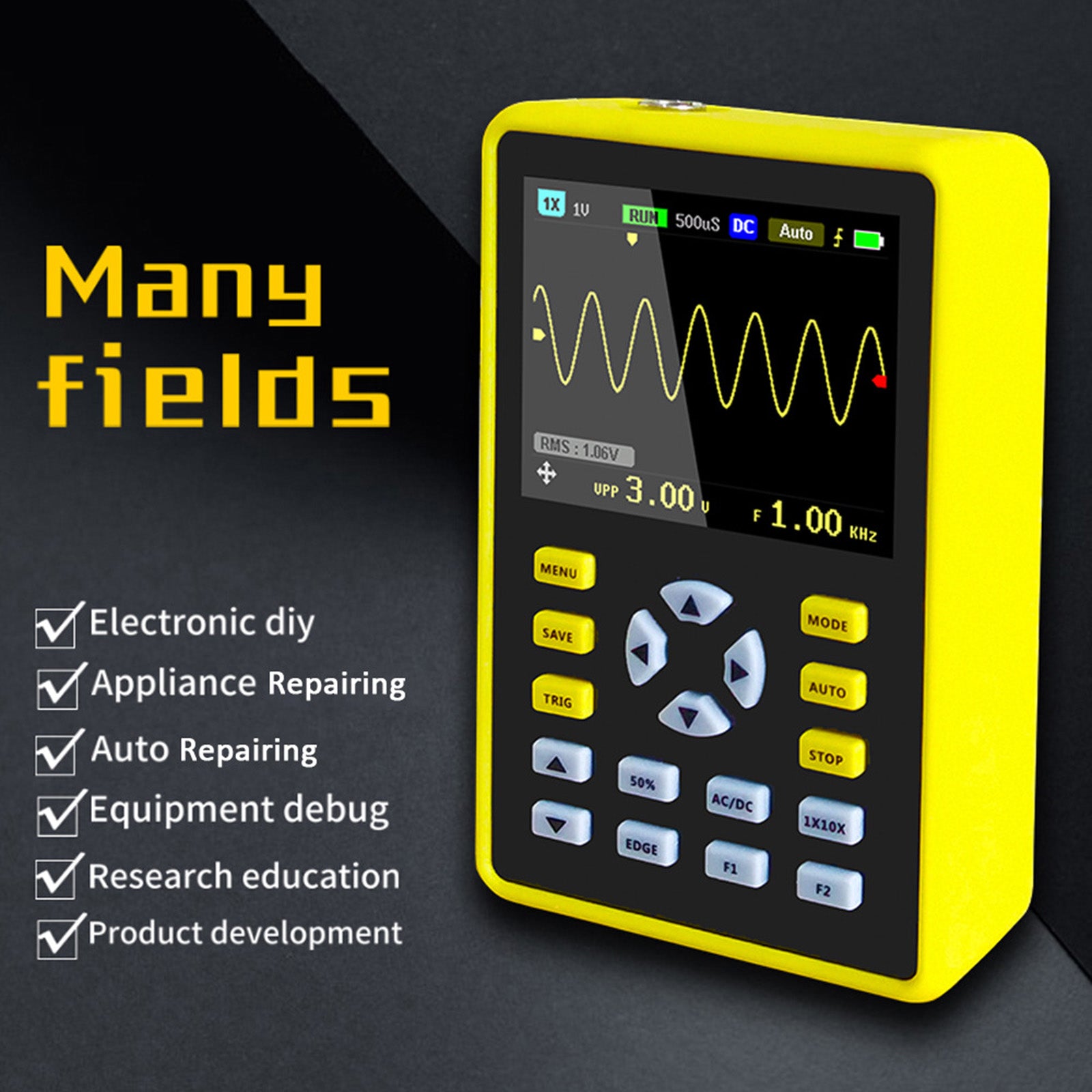 Handheld Digital Oscilloscope 500MS/S Sampling Rate for Appliance Repairing
