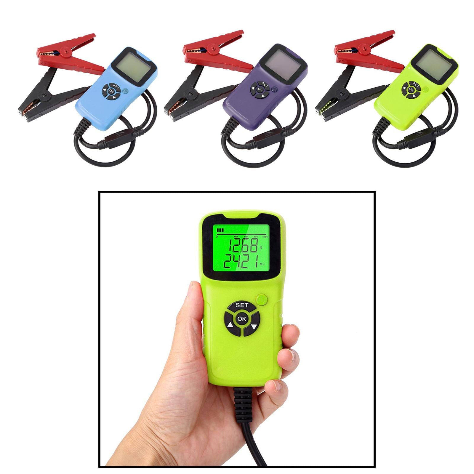 12V Battery Tester Automotive Load with Crocodile Clips CCA for Car Boat Green